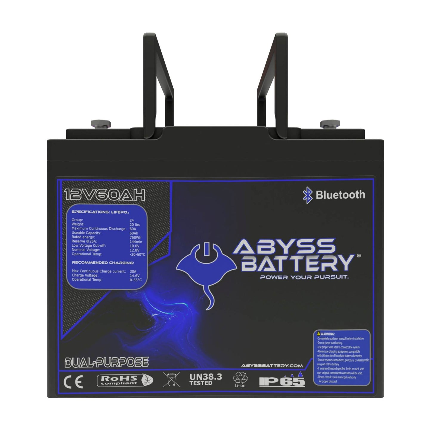 Abyss Battery 12V 60Ah Dual Purpose Lithium Marine Battery - AB-12V60-BT
