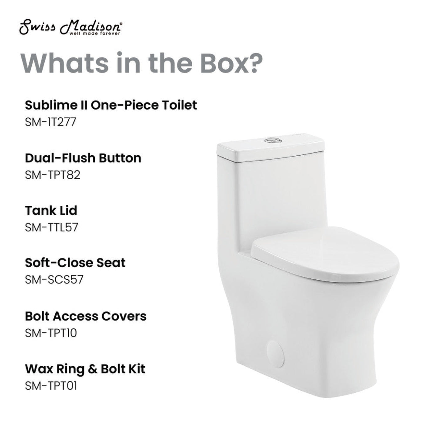 Swiss Madison Sublime II One-Piece 10" Rough-in 1.1/1.6 GPF Dual Top Flush Round Compact Toilet in Glossy White (6 - Pack) - SM-1T277-6