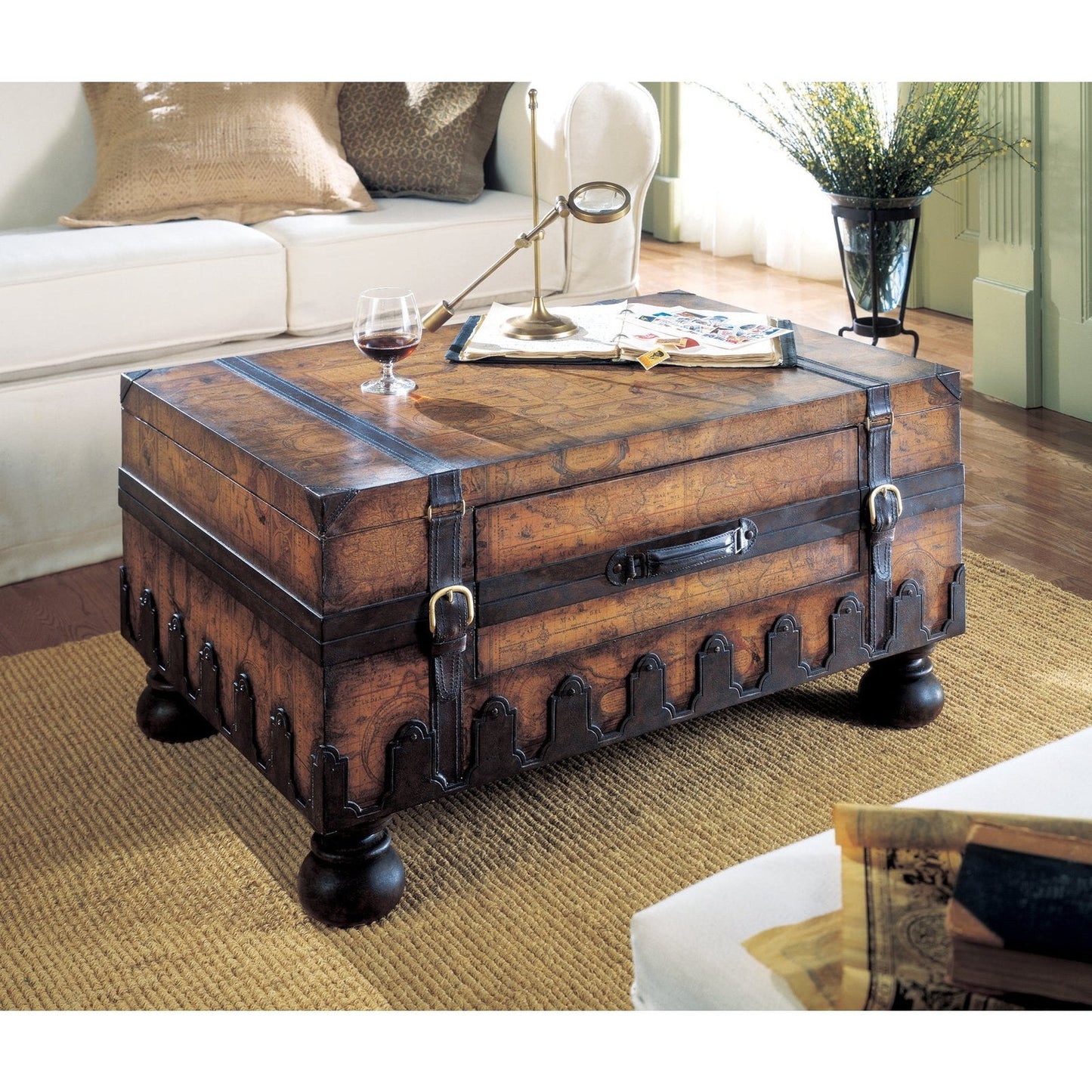 Butler Specialty Company Vasco Old World Map Trunk Table, Light Brown - 576070