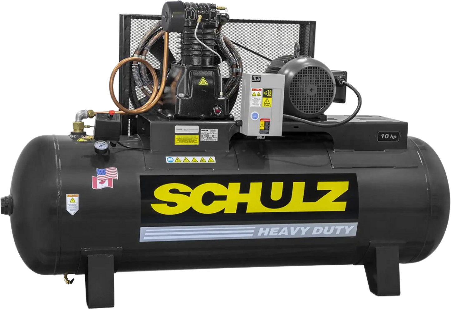 Schulz L-Series Air Compressor 10 HP 120 gal. 2-Stage 208-230V 3-Phase Horizontal - 932.9327-0