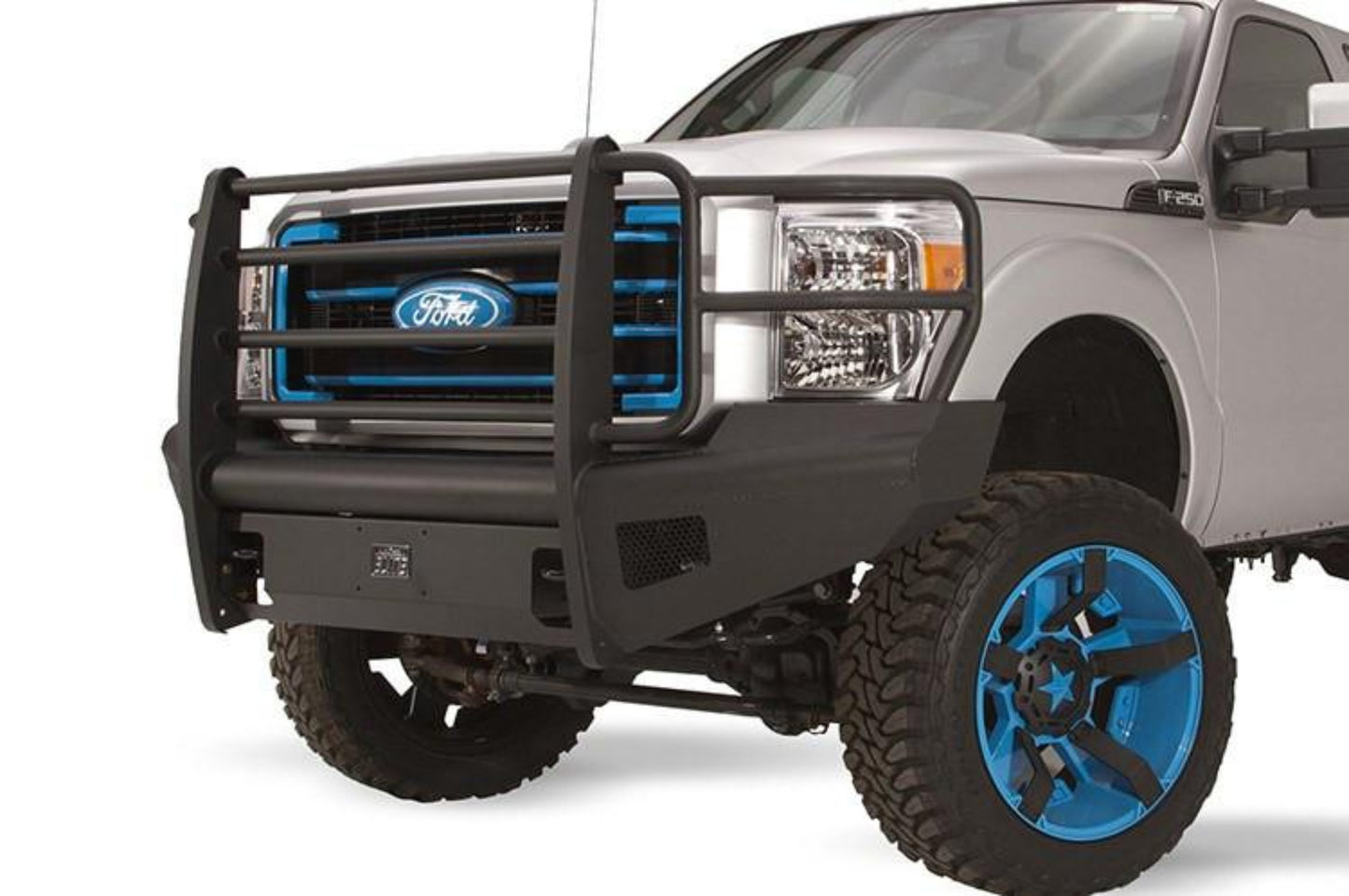 Fab Fours FS11-Q2560-1 Ford F250/F350 Superduty 2011-2016 Black Steel Elite Front Bumper Full Guard with Tow Hooks