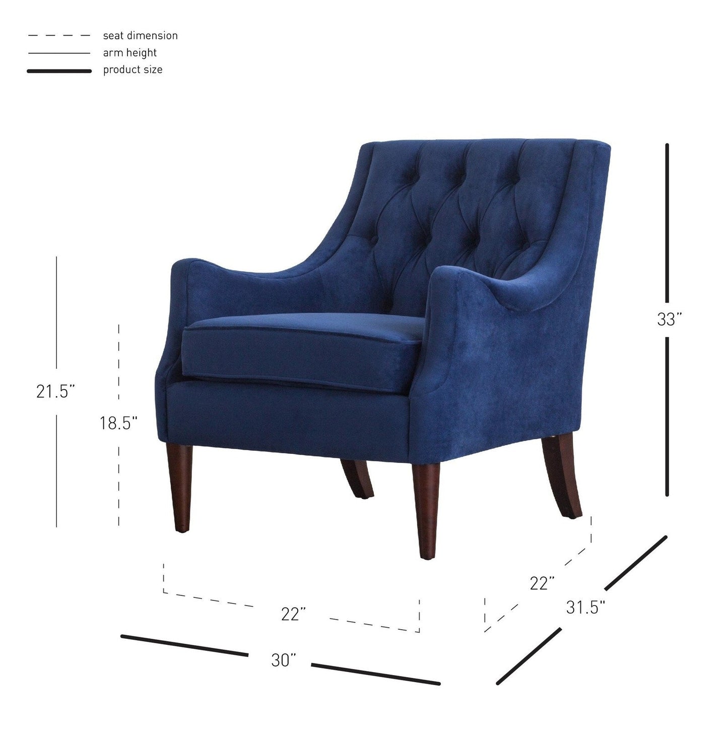 New Pacific Direct Marlene Velvet Fabric Tufted Accent Chair 1900121-347