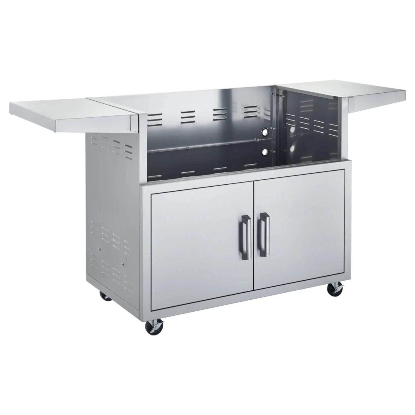 Broilmaster 42-Inch Cart with 2 Doors and 2 Fold-Down Side Shelves in Stainless Steel - BSACT42