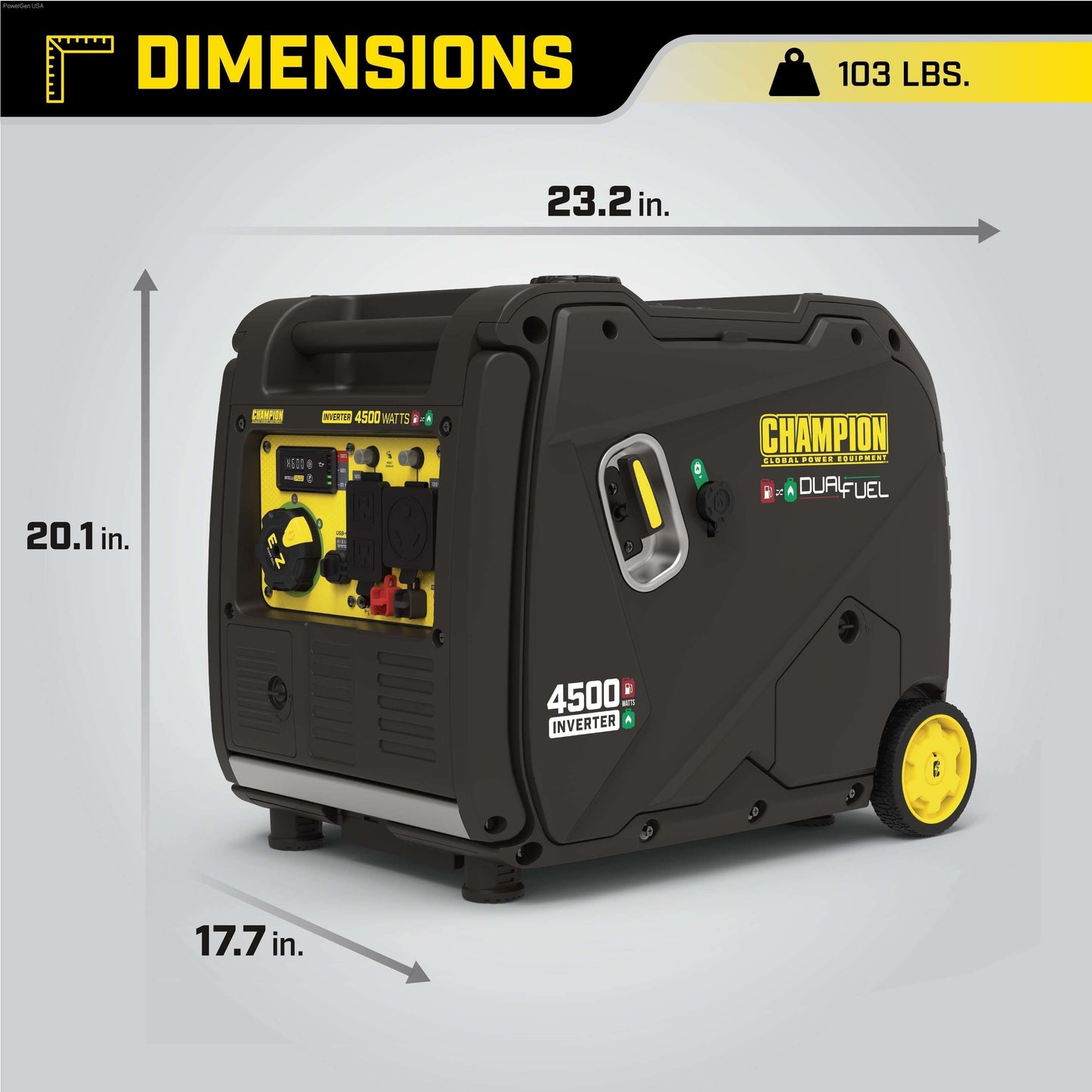 Aurora Generators Champion 4500-Watt Portable Dual Fuel Inverter Generator with Quiet Technology - PowerGen USA - 200991