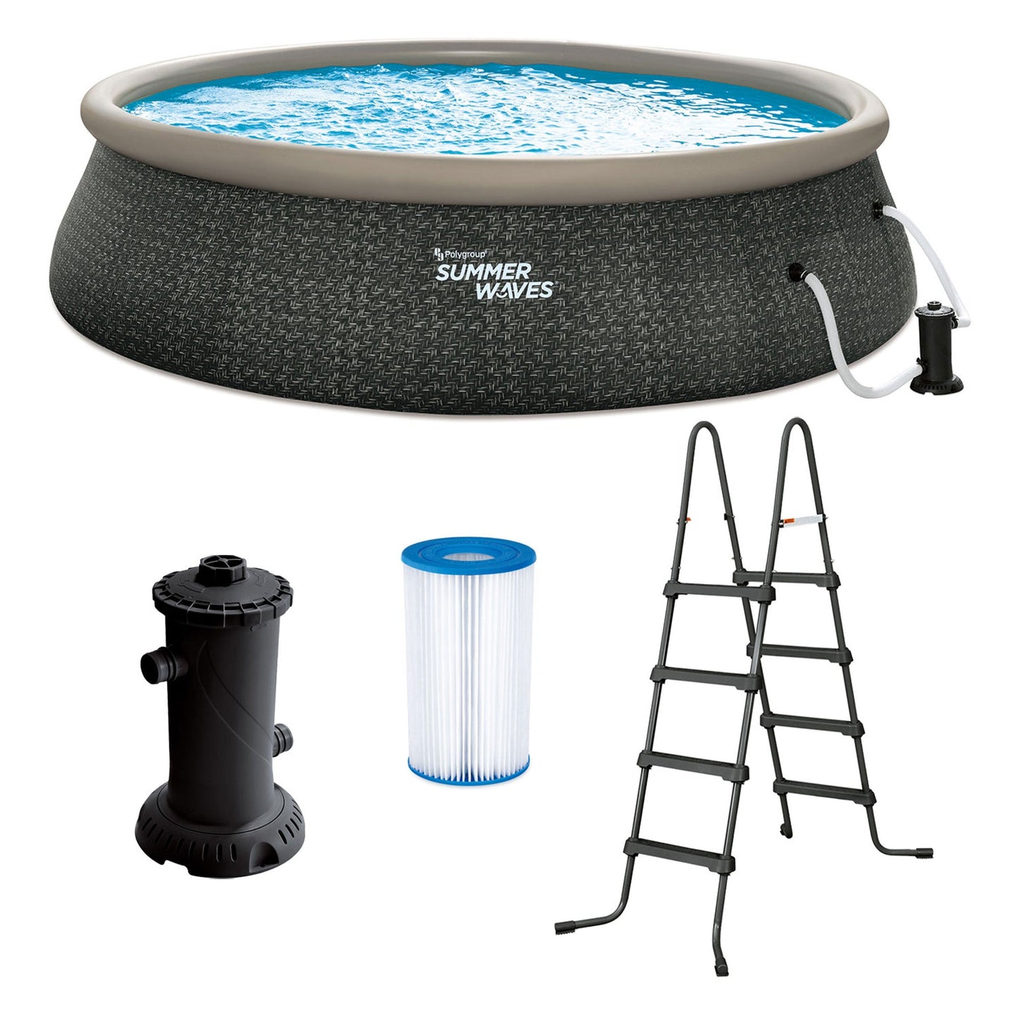 Summer Waves 18ft x 48in Quick Set Ring Above Ground Pool, Dark Gray - 233741