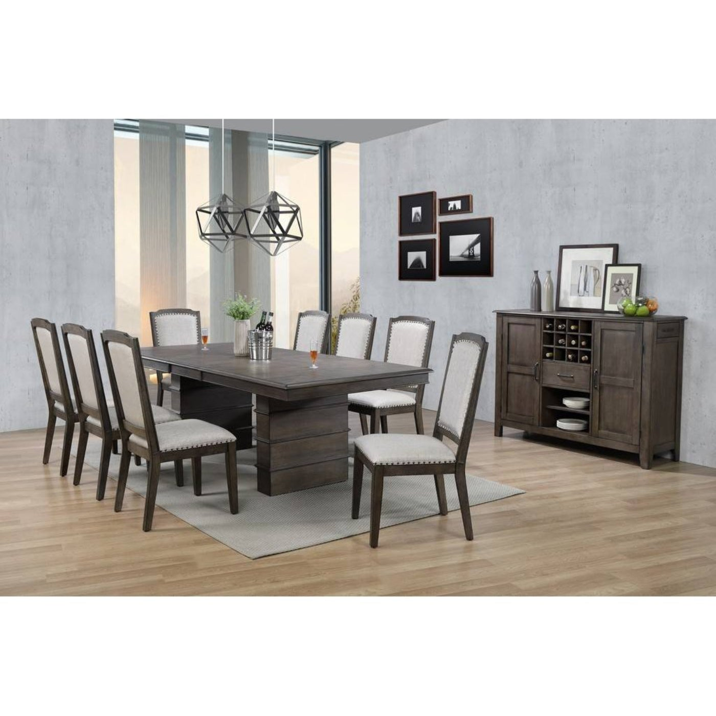 Sunset Trading Cali 10 Piece 96" Rectangular Extendable Dining Table Set - DLU-CA113-8C-SR10PC