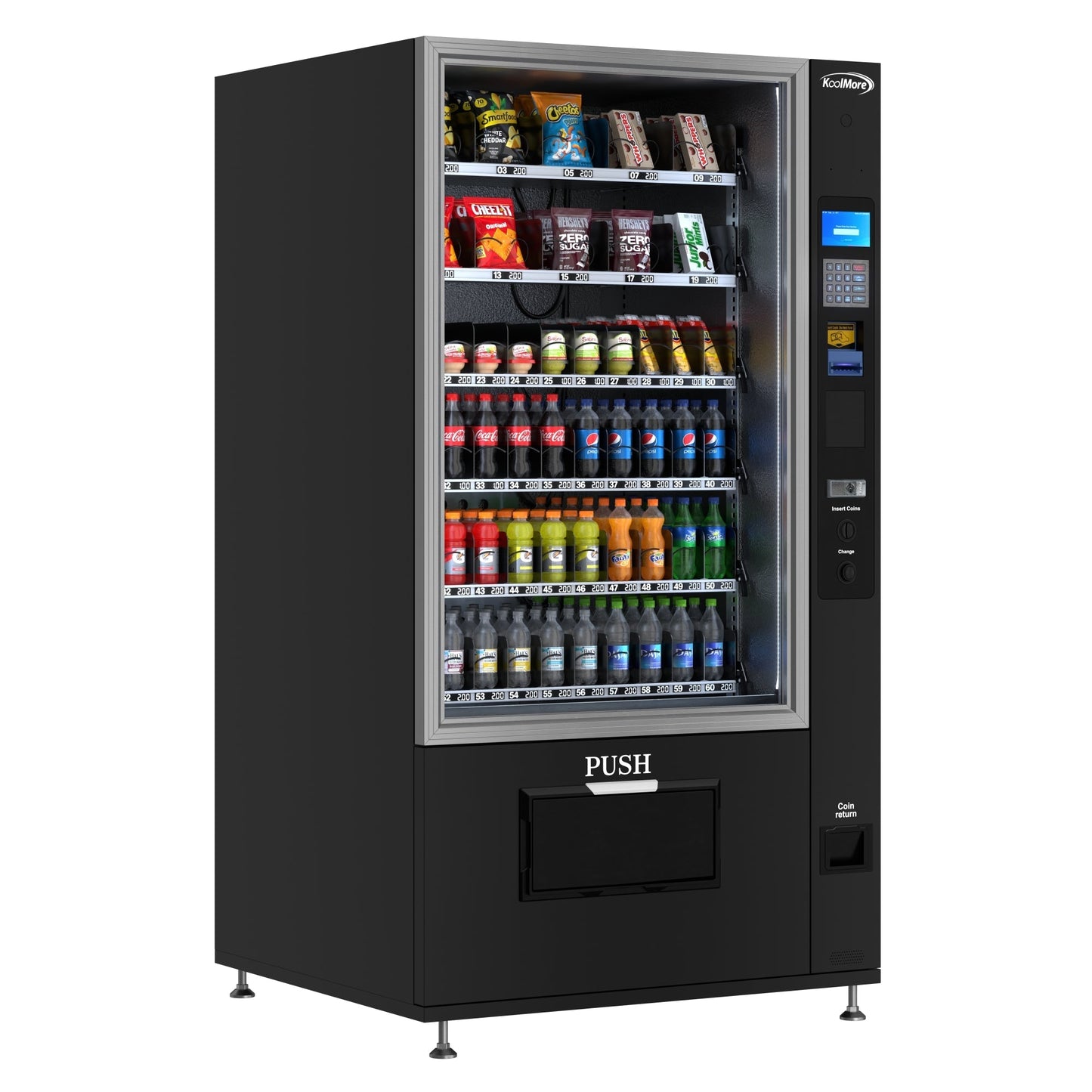 KOOLMORE KMVMR40B Refrigerated Snack and Drink Vending Machine with 60 Slots and Bill Acceptor in Black (KM-VMR-40-B)