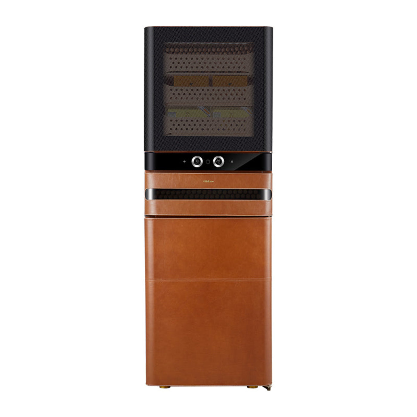 Afidano 1500 Ct Cigar Humidor, Temperature and Humidity Control with Classic Leather and Spanish Cedar Drawers - JC-272A