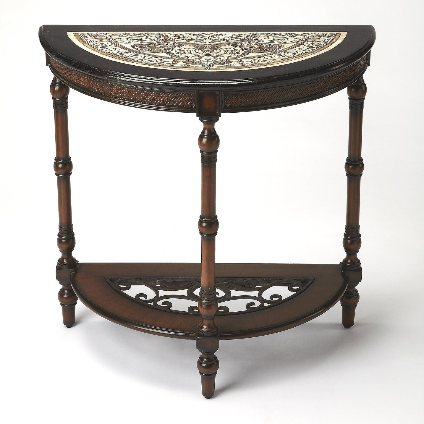 Butler Specialty Company Fabiola Fossil Stone Demilune Console Table, Multi-Color - 2970025