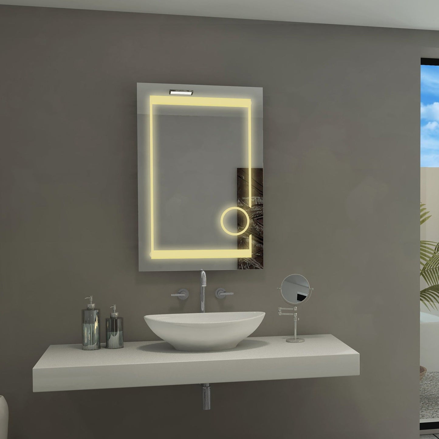 Paris Mirror 24" x 32" Rectangle Aurora Illuminated Mirror 3000K - AUROX24323000