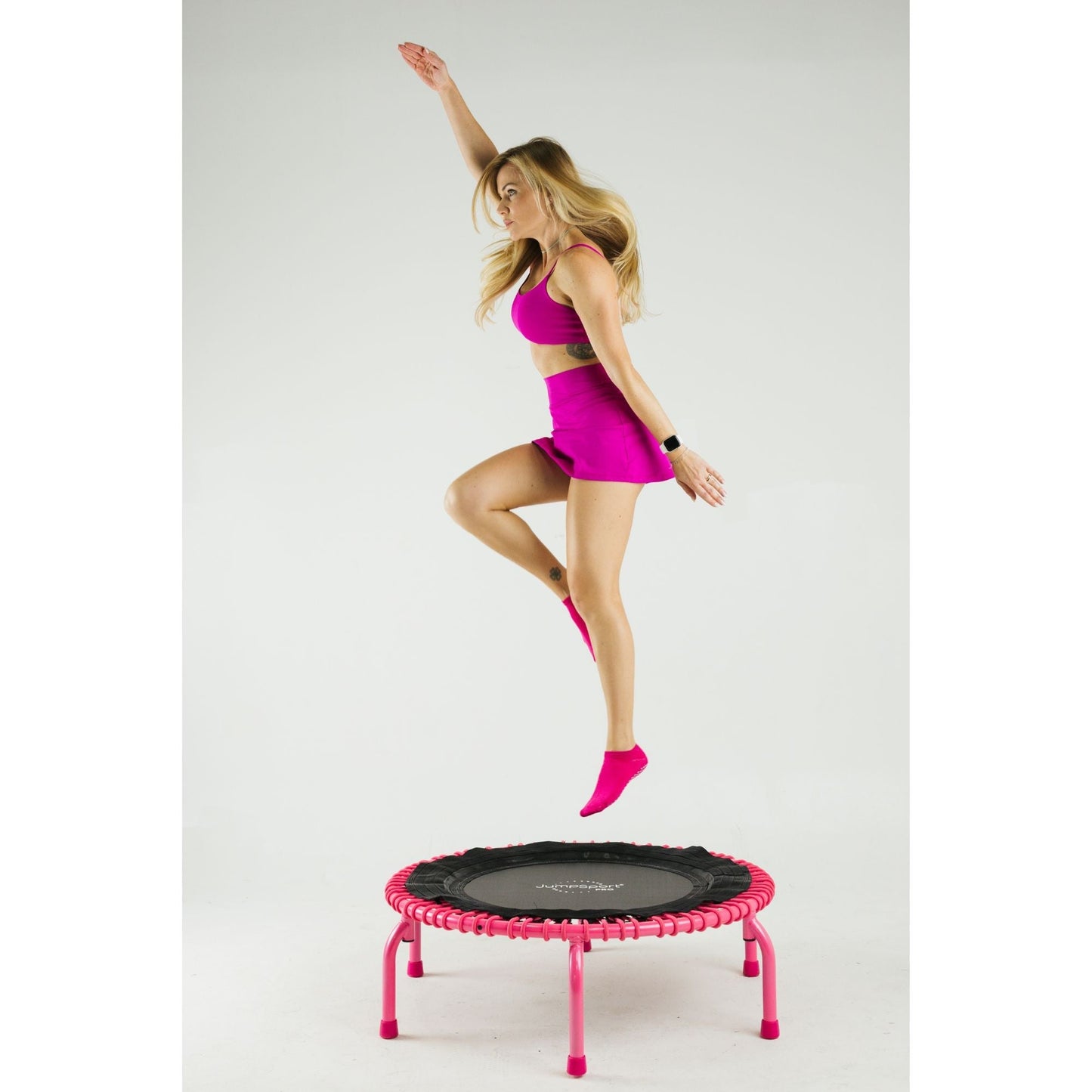 Disc-O-Bed JumpSport 350 PRO Fitness Trampoline, Cardio Workout Equipment, 39 Inch, Blossom - 415466