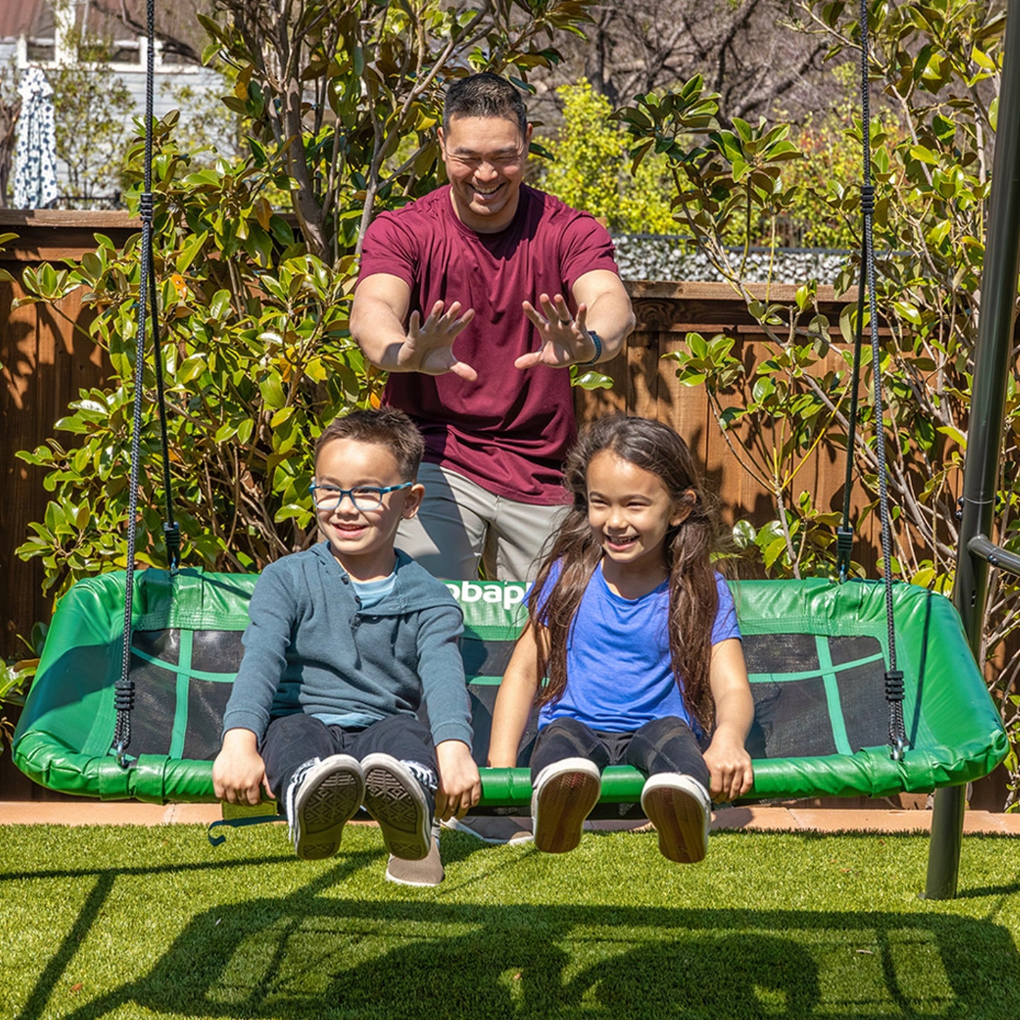gobaplay Outdoor Swing Set Frame with Bars & gobaplay Rectangle Swing Platform - 416134