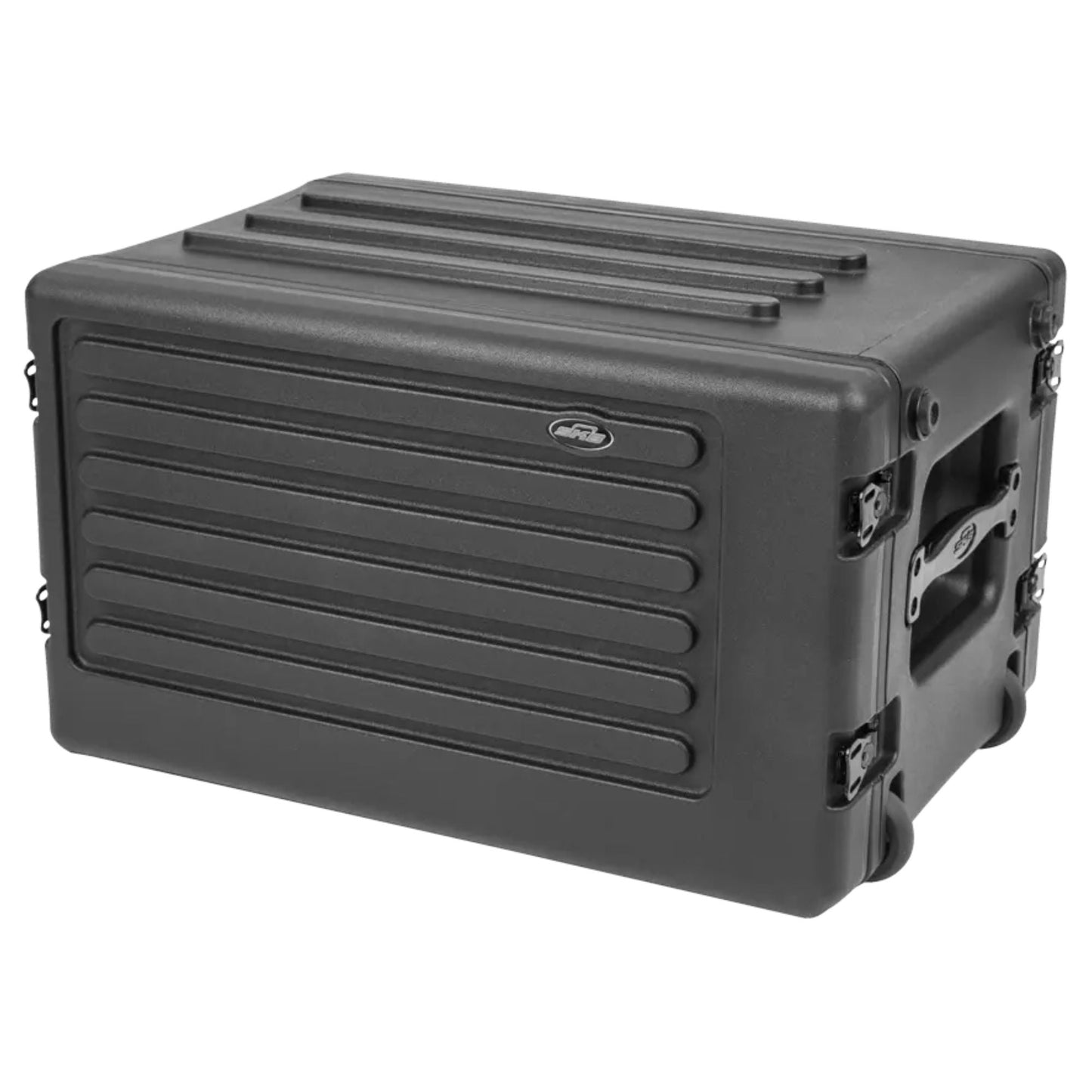 SKB 6U rSeries Shallow Rolling Rack with Integrated Back Wheels and Pull Handle - 421595