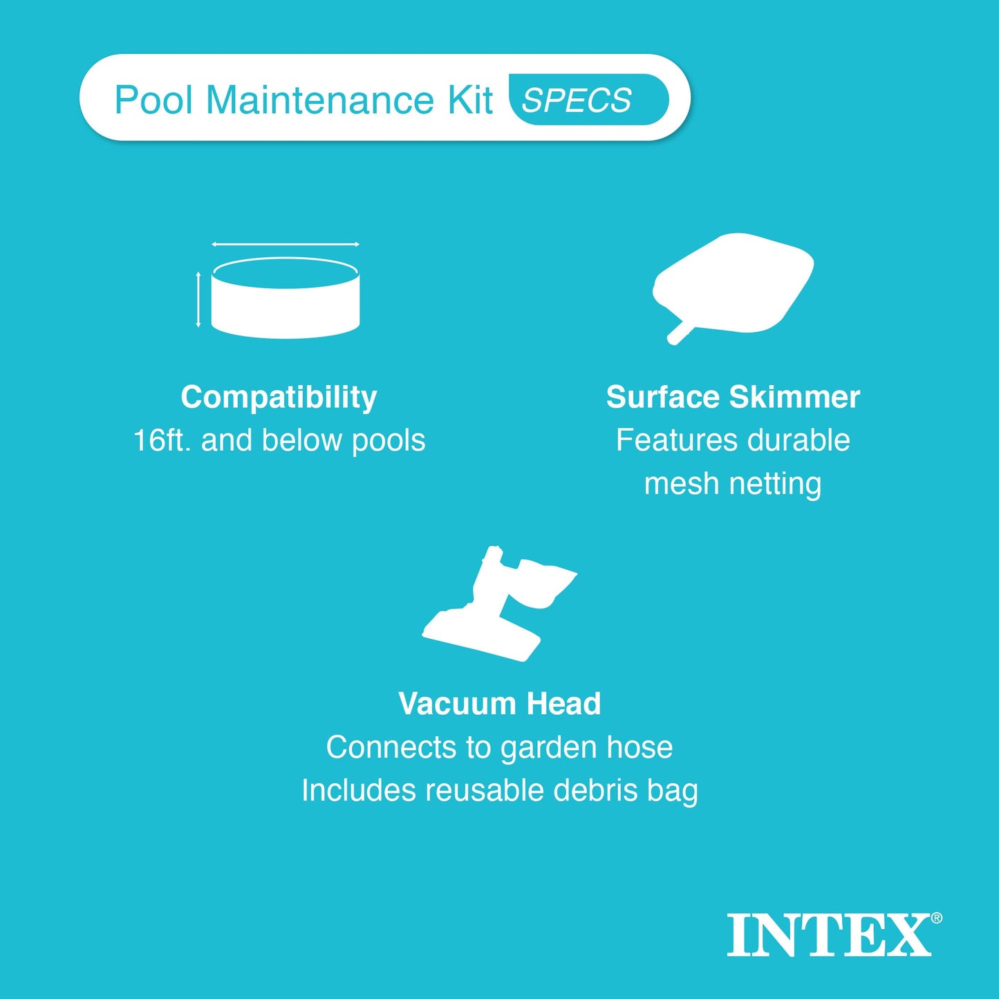 Summer Waves Round Above Ground Swimming Pool Set w/ Cleaning Maintenance Swimming Pool Kit - 173906