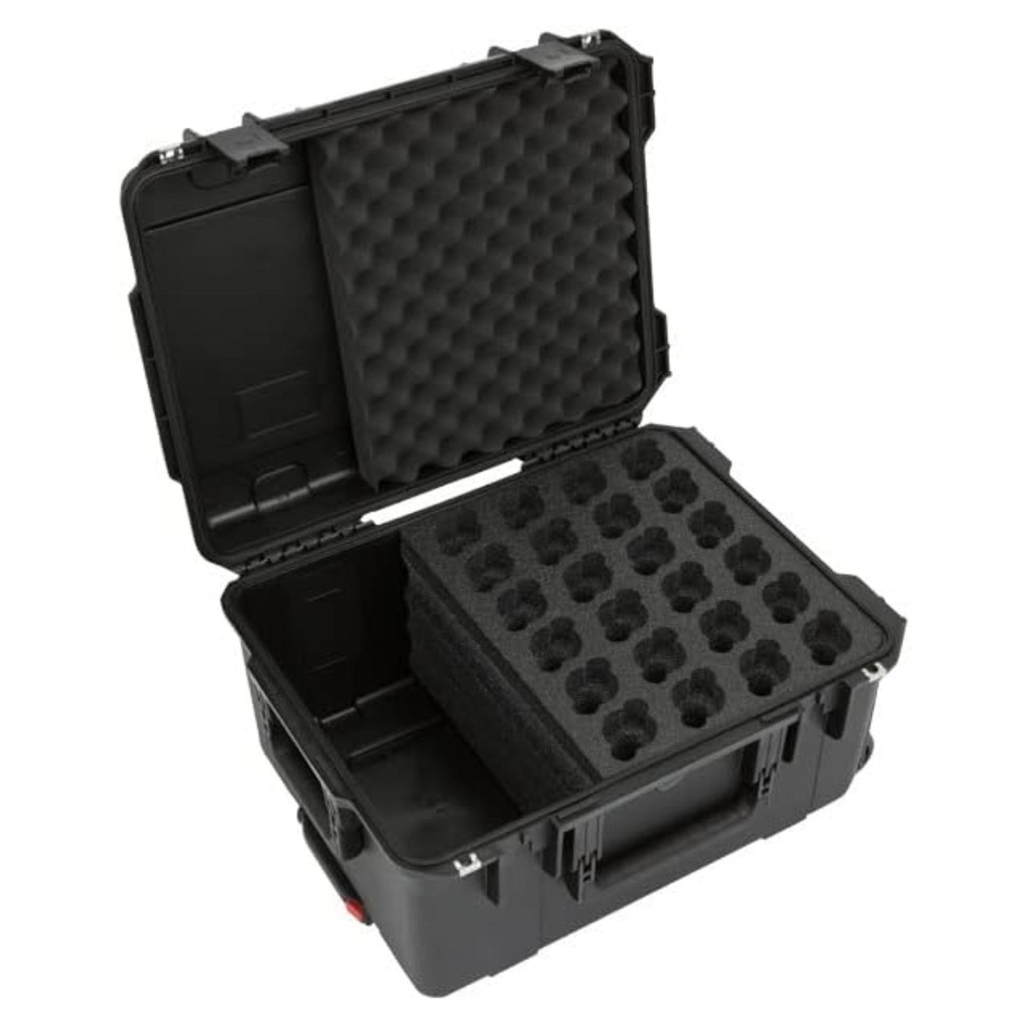 SKB Microphone Hard Case, 24-Slot Foam Interior with Cable Storage and Wheels - 422009