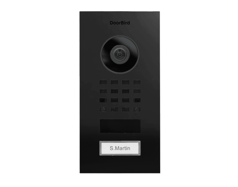 DoorBird D1101V Flush-Mount IP Video Intercom, 1 Call Button in Graphite Black
