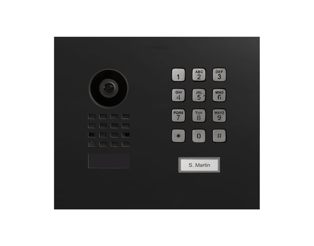 DoorBird D1101KH Modern Flush-Mount IP Video Door Station, 1 Call Button in Graphite Black