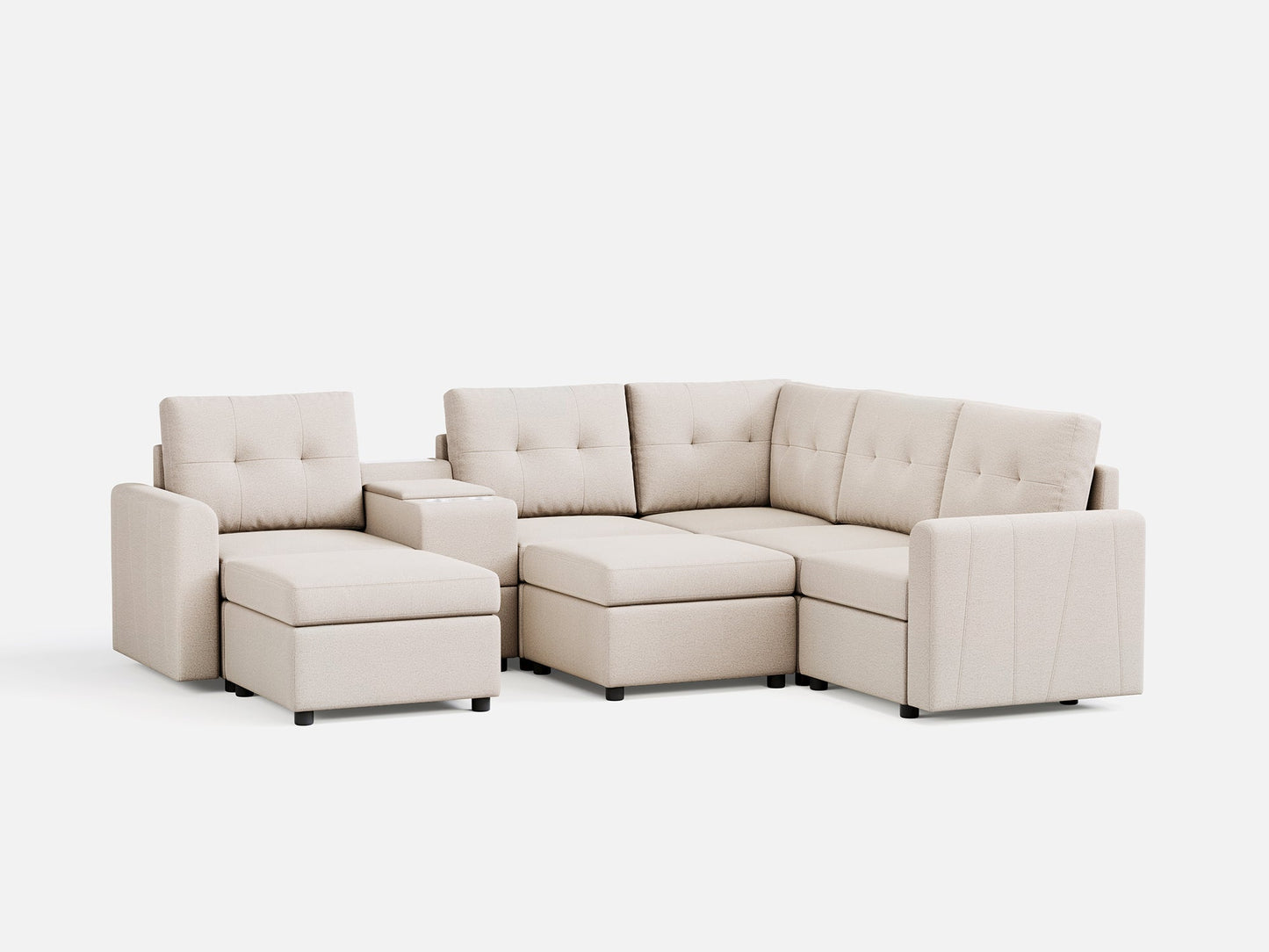 LINSY HOME RUBIK III 4 Seats with 2 Ottomans & Corner & Console - US-LH-SPF-Sofa-S800-F-42111-0-00