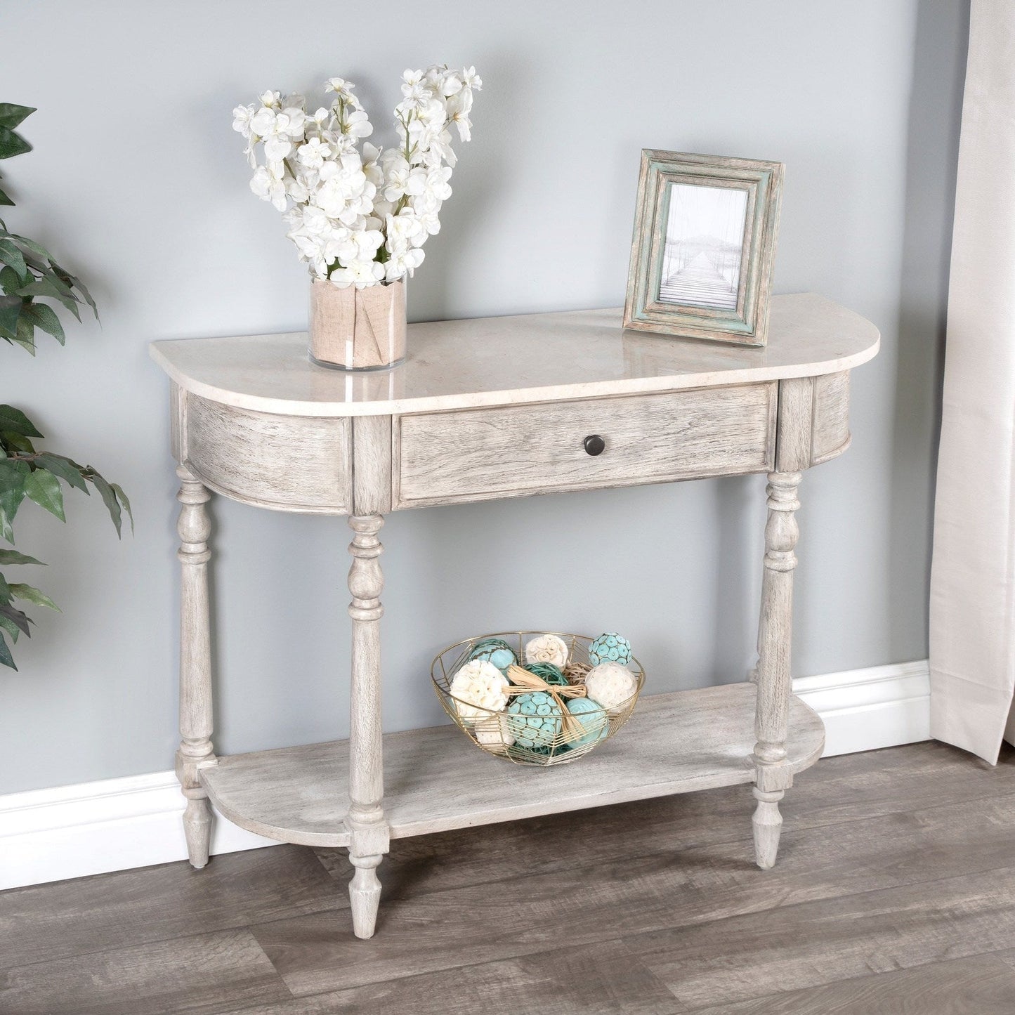 Butler Specialty Company Danielle Marble 40"" one- drawer Console Table, Gray - 5517329