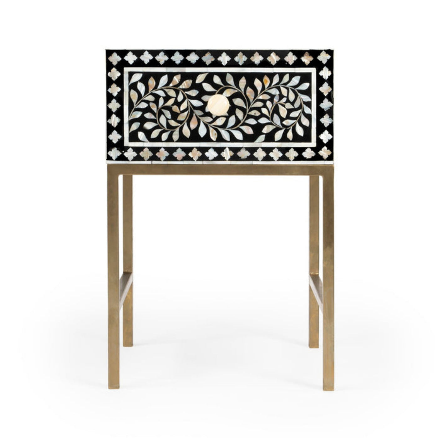 Butler Specialty Company Purgenia Mother Of Perl Side Table, Black and White, Gold - 5532388