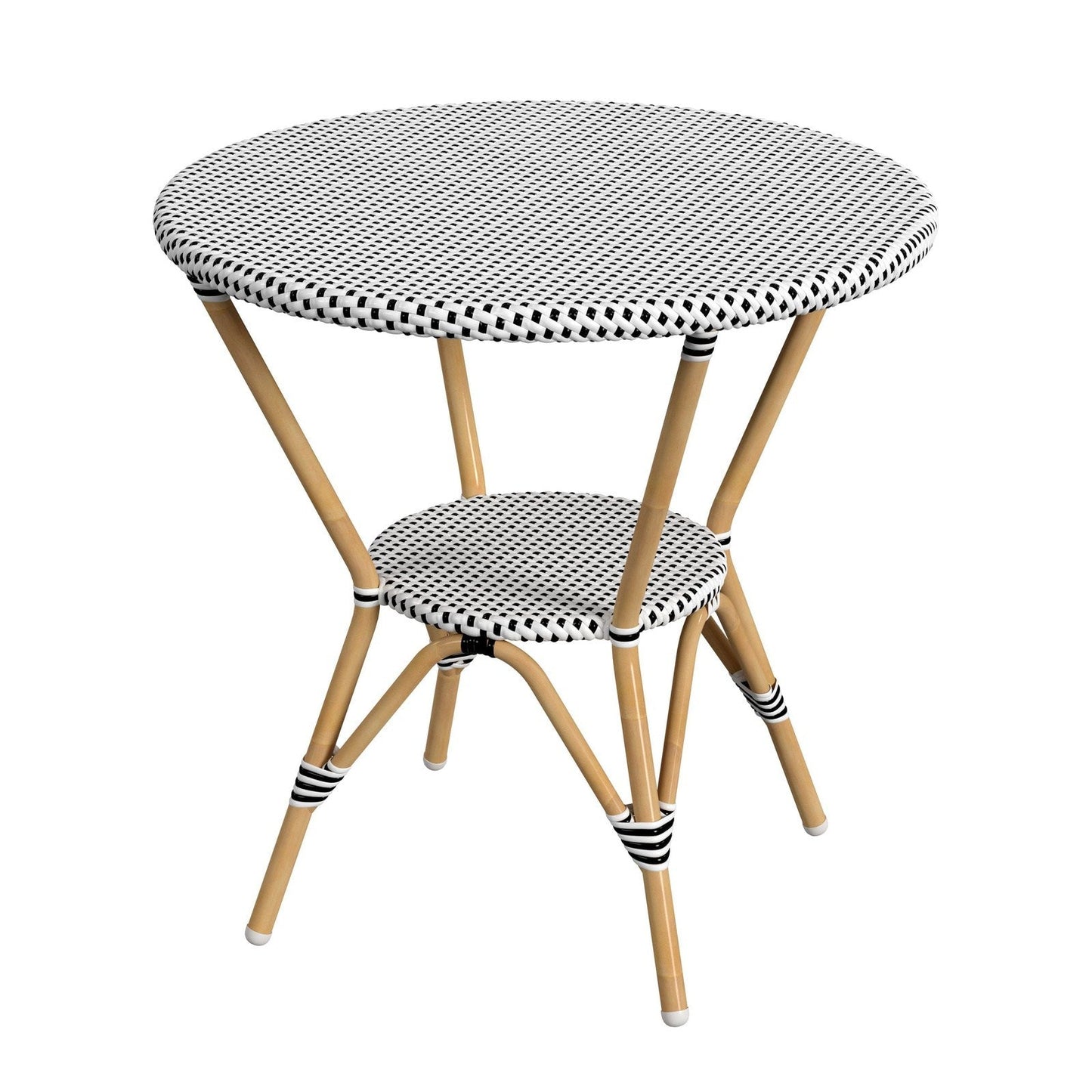 Butler Specialty Company Tobias Outdoor Rattan Round Bistro Table, Black and White - 5646434