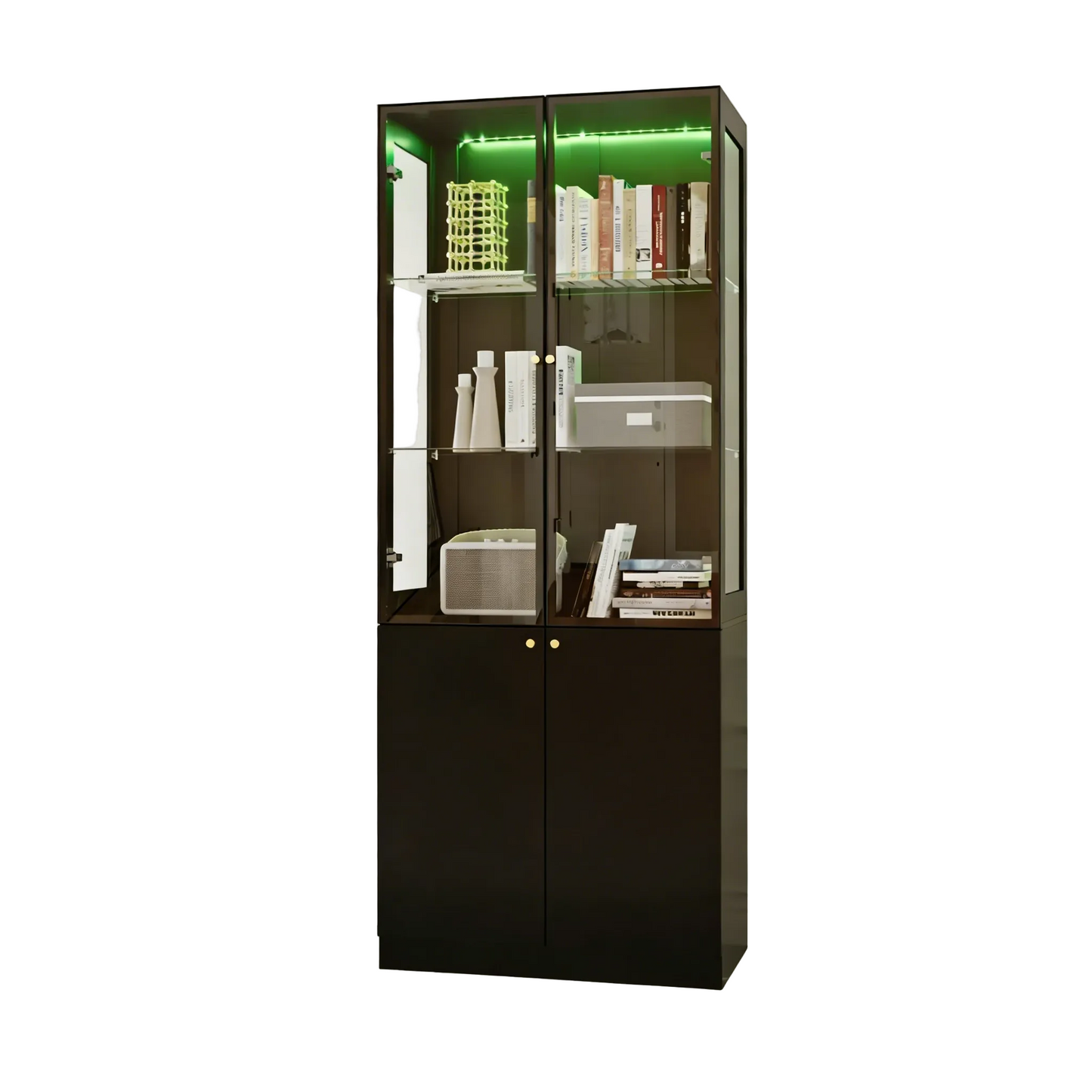Kinnls Evan LED Light Strip Glass Door Curio Display Cabinet