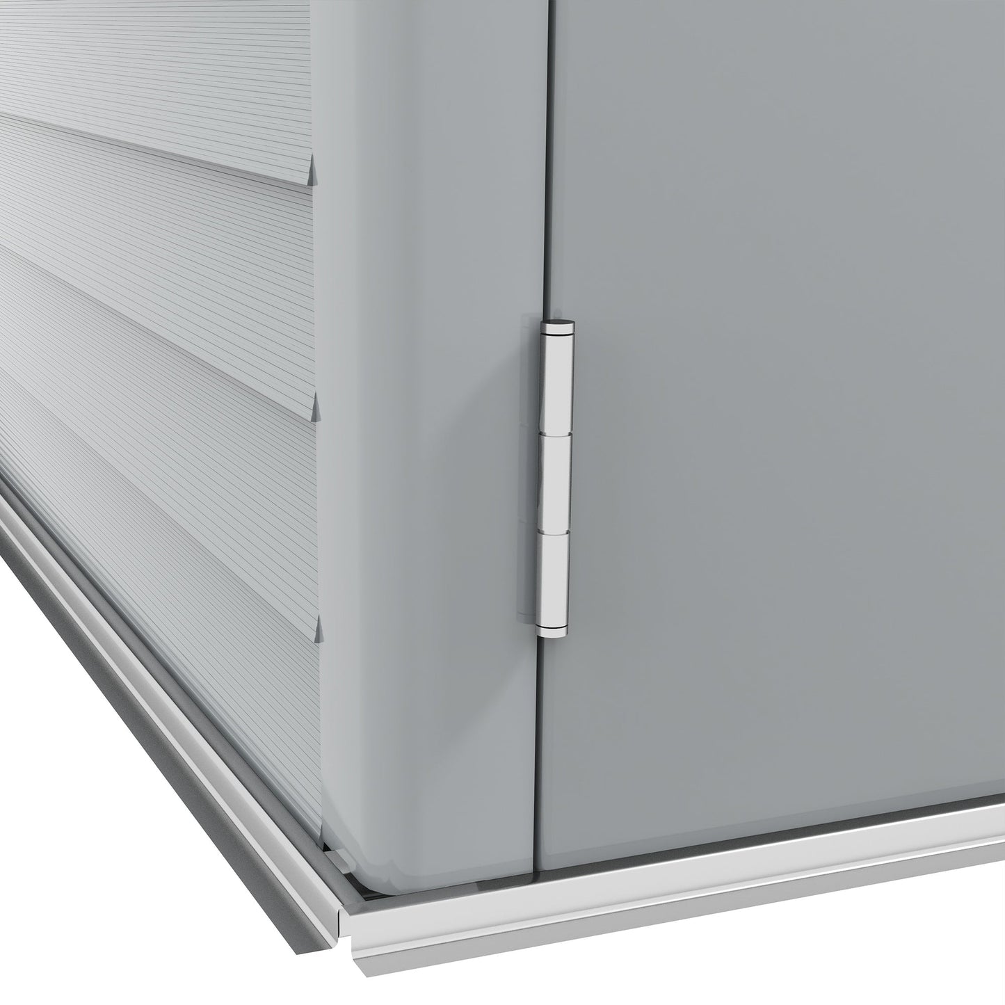 Outsunny 4.6' x 9' Steel Outdoor Storage Shed, with Foundation Kit, Lockable Doors and Gloves, White - 845-841V01WT
