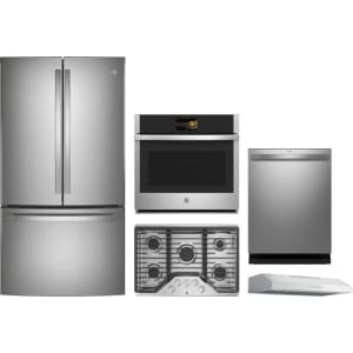 GE Appliances Profile 5-Piece Package 36 Counter-Depth French-Door and 30 Gas Cooktop and 30 Smart Single Wall Oven and 24 Integrated Smart Dishwasher and 30 Under Cabinet Range Hood - PDT715SYVFS