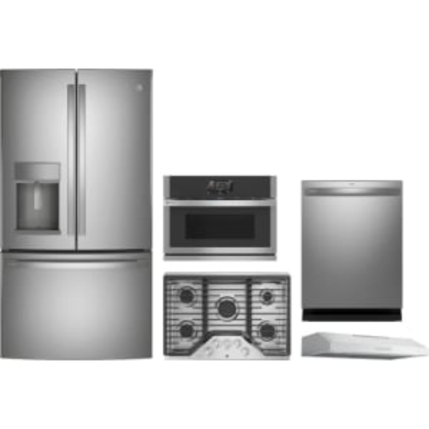 GE Appliances Profile 5-Piece Package 36 Counter-Depth French-Door and 30 Gas Cooktop and 27 Single Electric Smart Wall Oven and 24 Integrated Smart Dishwasher and 30 Under Cabinet Range Hood - PVX7300SJSS
