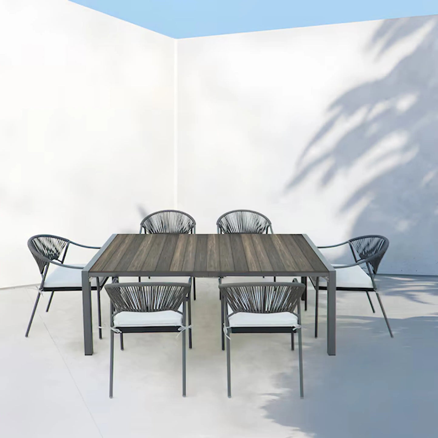 Deko Living 6 Piece Seating Black Outdoor Patio Dining Chairs and Table Set - COP30803