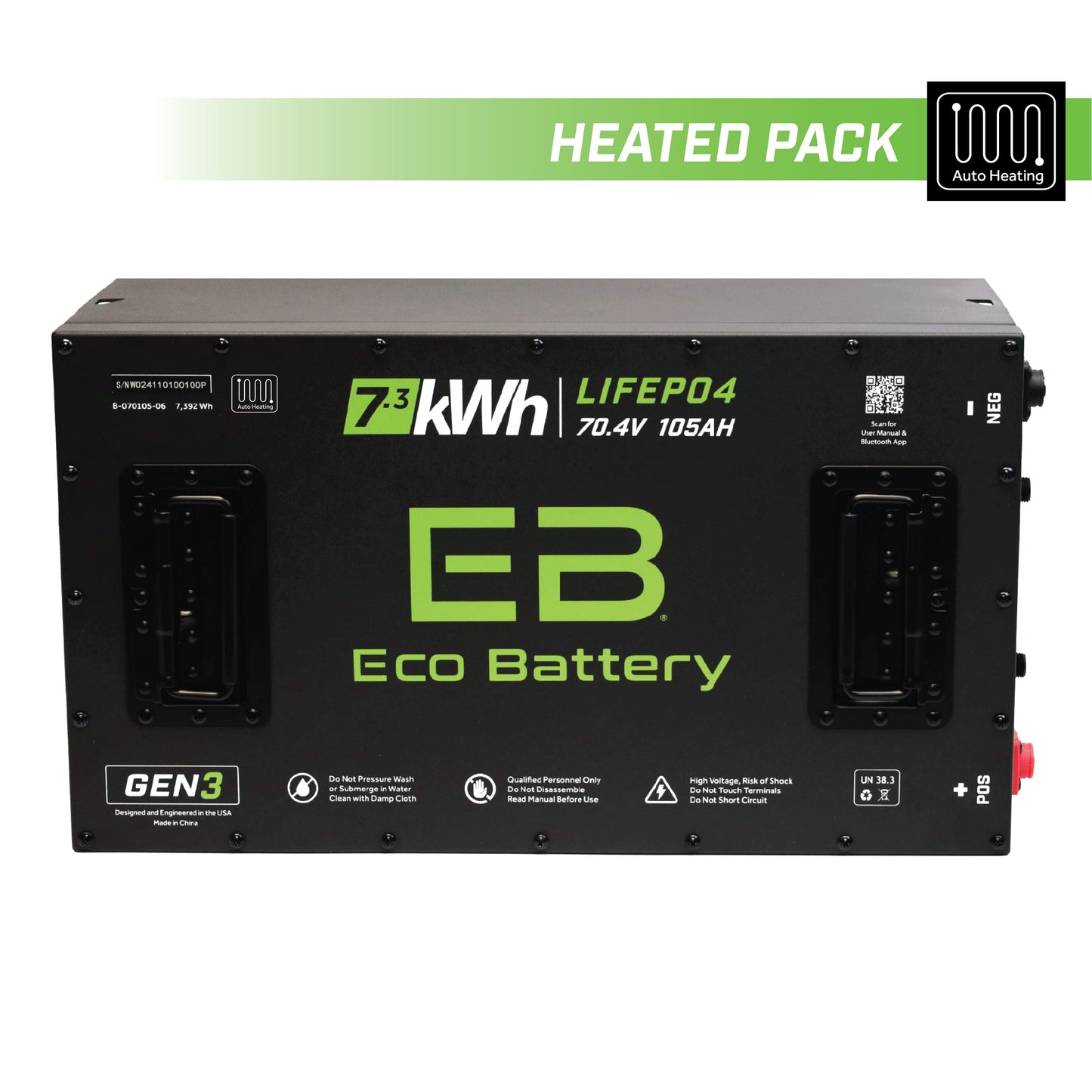 Eco Battery 70V 105Ah LiFePO4 Battery / Heated - A-070105-06-H