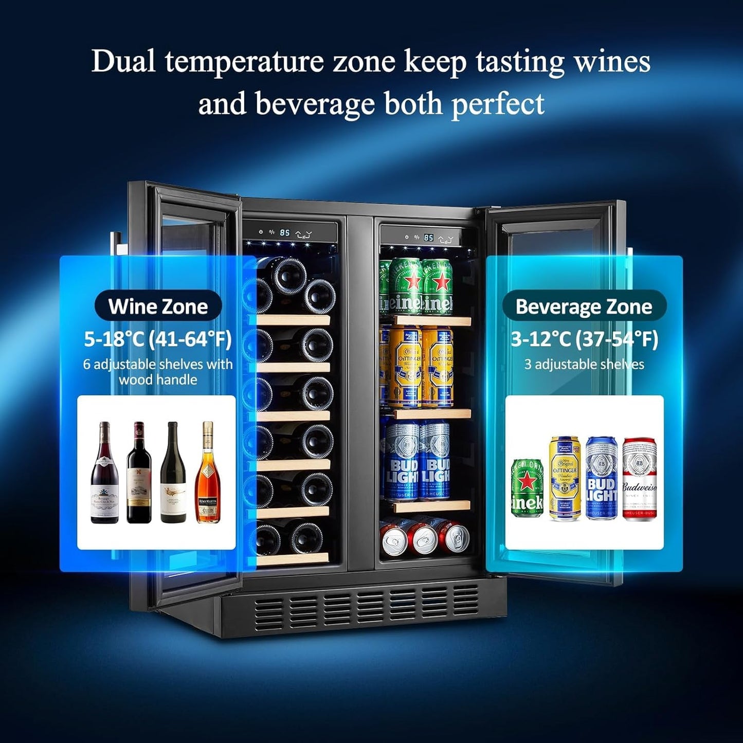 BODEGACOOLER 24 Inch Dual Zone Wine and Beverage Refrigerator
