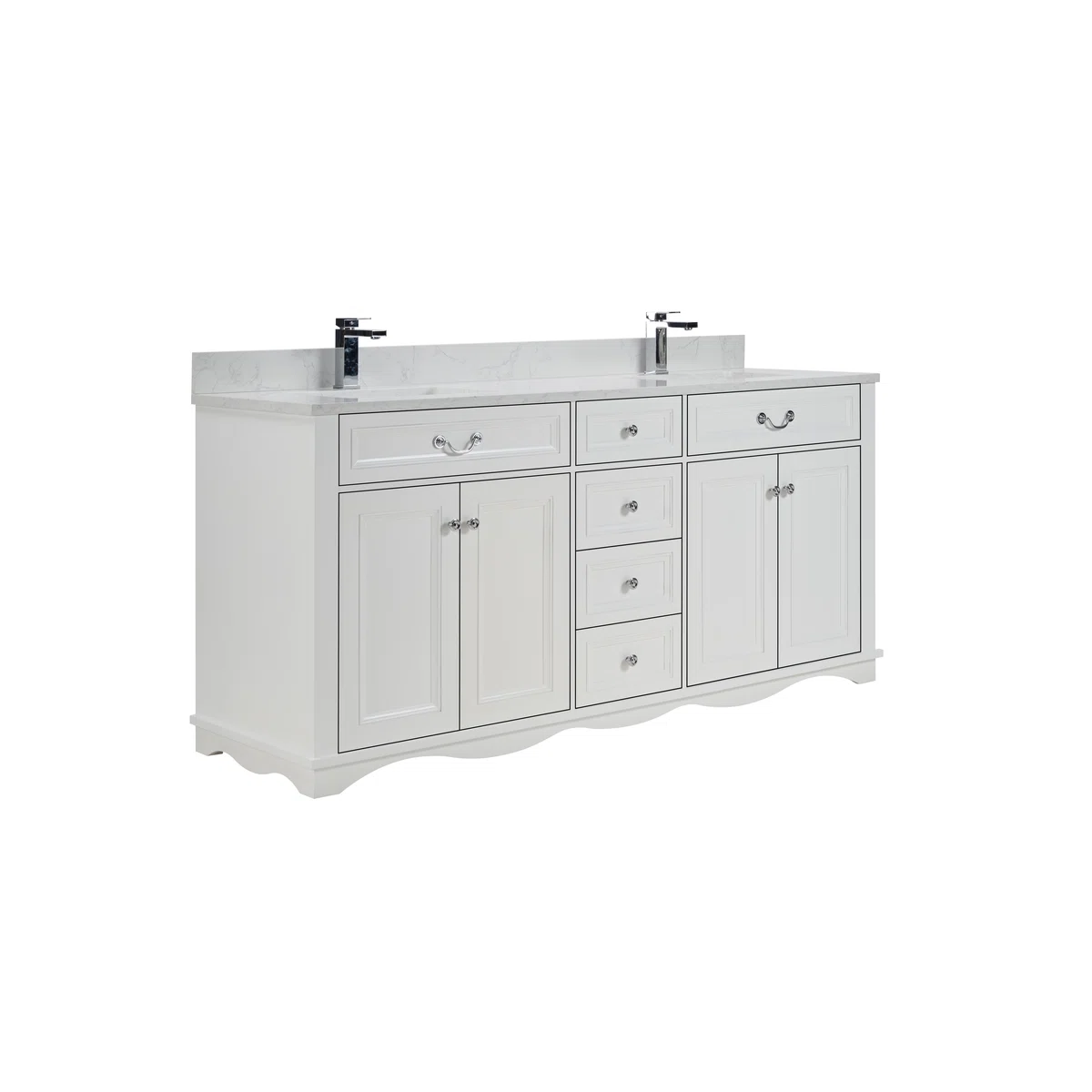 72" Solid Wood Sink Vanity With 1' Artificial Stone Top