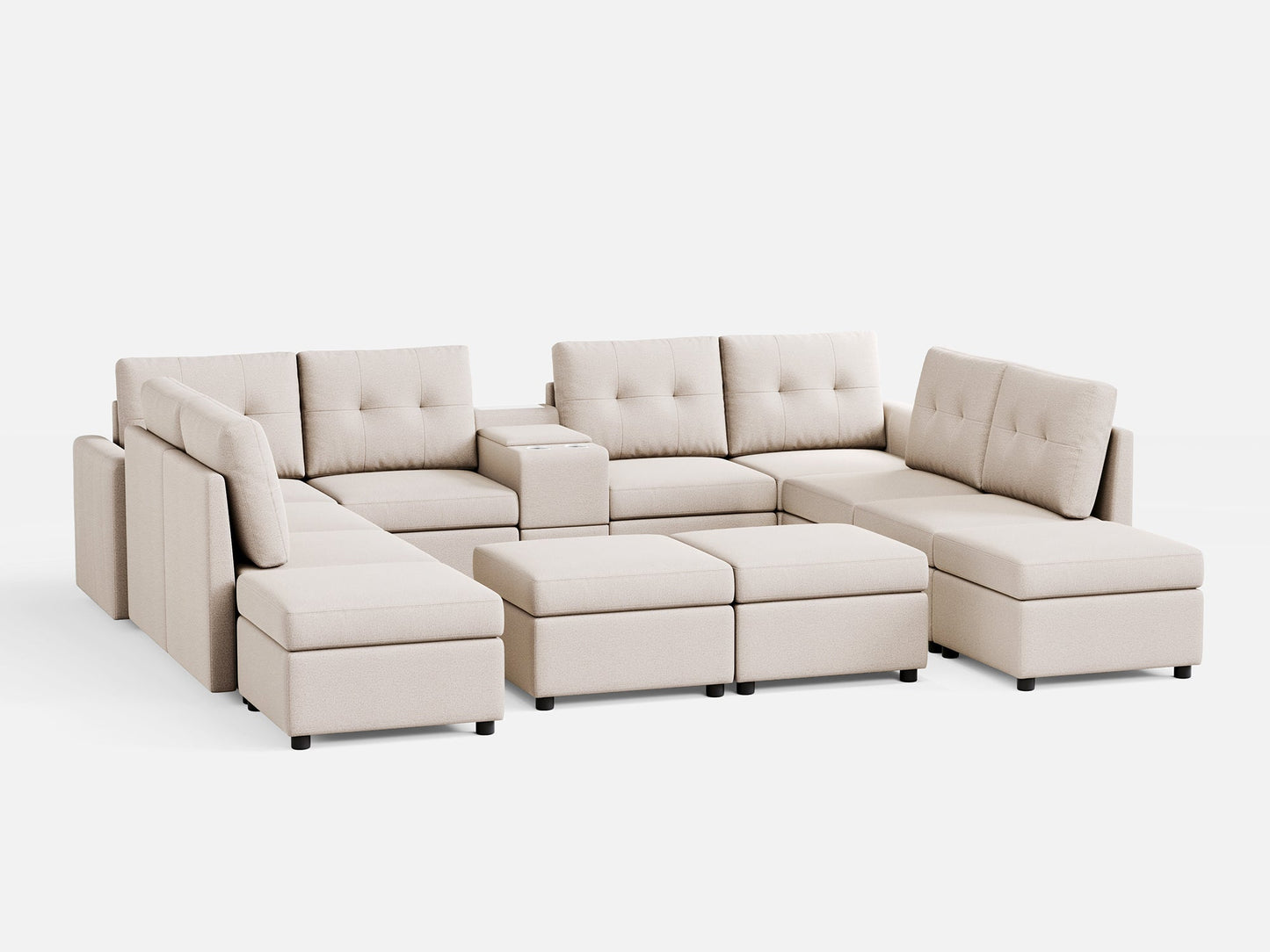 LINSY HOME RUBIK III 8 Seats with 4 Ottomans & Console - US-LH-SPF-Sofa-S800-F-84101-0-00