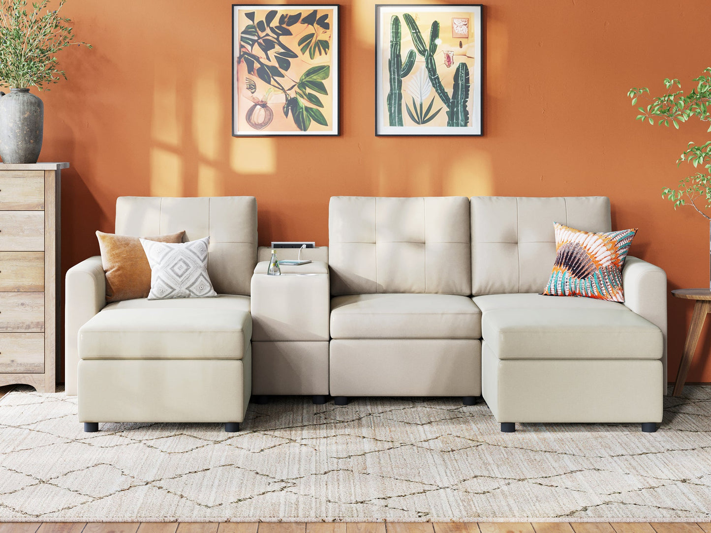 LINSY HOME RUBIK III 3 Seats with 2 Ottomans & Console - US-LH-SPF-Sofa-S800-F-32101-0-00