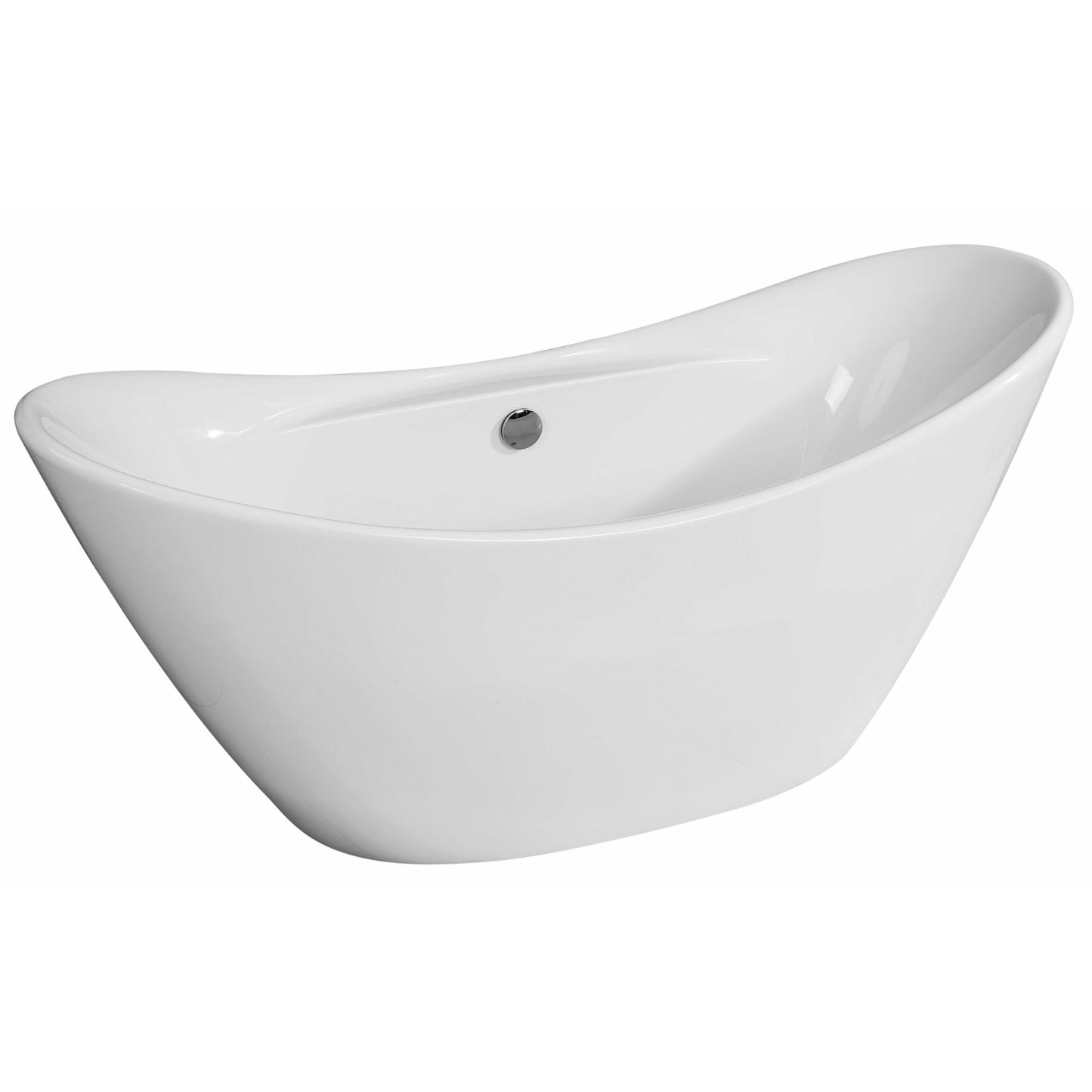 ALFI 68-Inch Oval White Acrylic Freestanding Slipper Soaking Bathtub - AB8803
