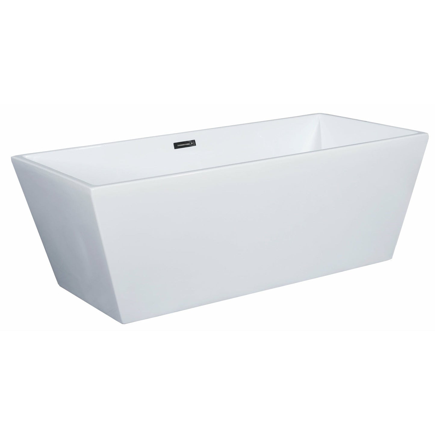 ALFI 59-Inch Rectangular White Freestanding Acrylic Soaking Bathtub - AB8833