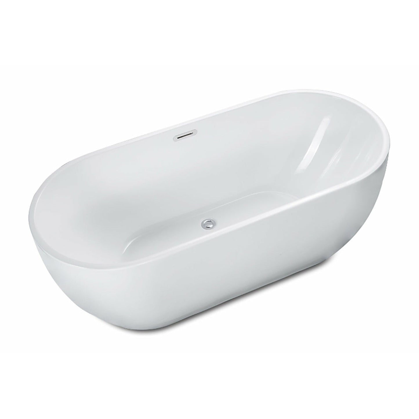 ALFI 59-Inch Oval White Freestanding Acrylic Soaking Bathtub - AB8838