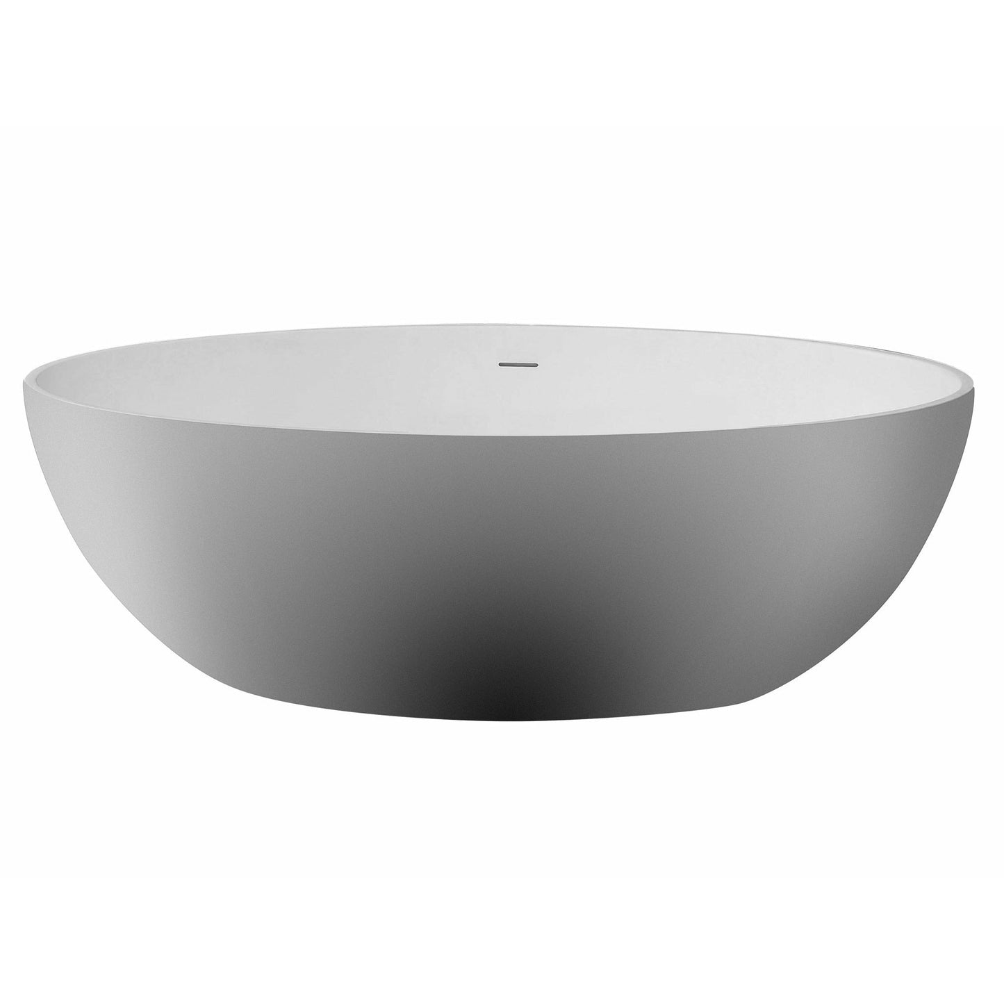 ALFI 67-Inch Oval White Solid Surface Freestanding Smooth Resin Soaking Bathtub - AB9941