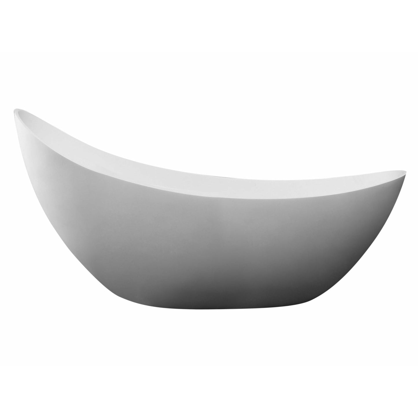 ALFI 73-Inch White Solid Surface Smooth Resin Freestanding Slipper Soaking Bathtub - AB9951