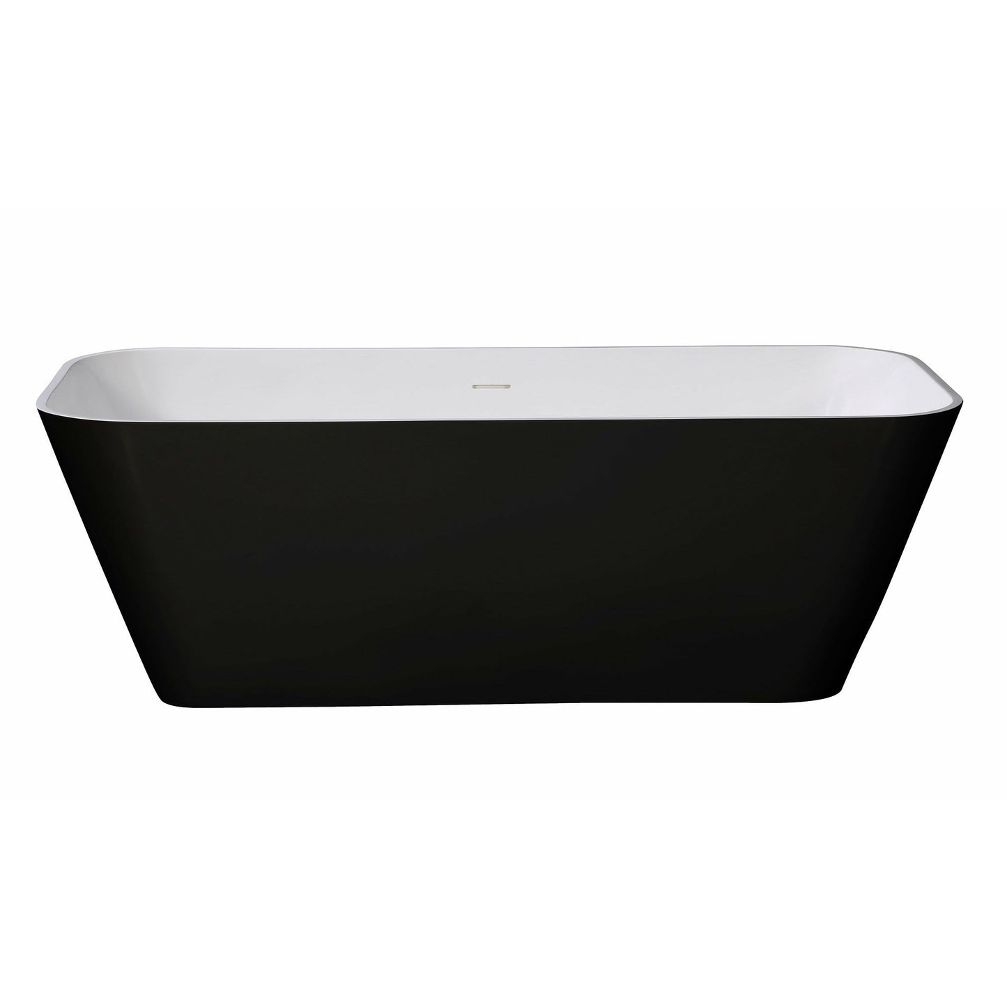 ALFI 67-Inch Rectangular Painted Black & White Matte Solid Surface Freestanding Resin Soaking Bathtub - AB9952BM