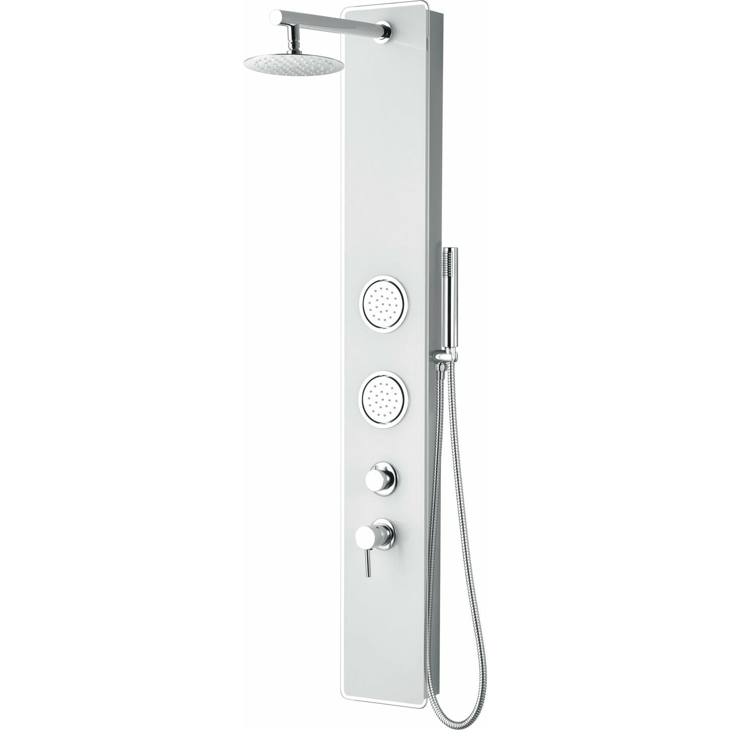 ALFI White Glass Shower Panel with 2 Body Sprays and Rain Shower Head - ABSP50W