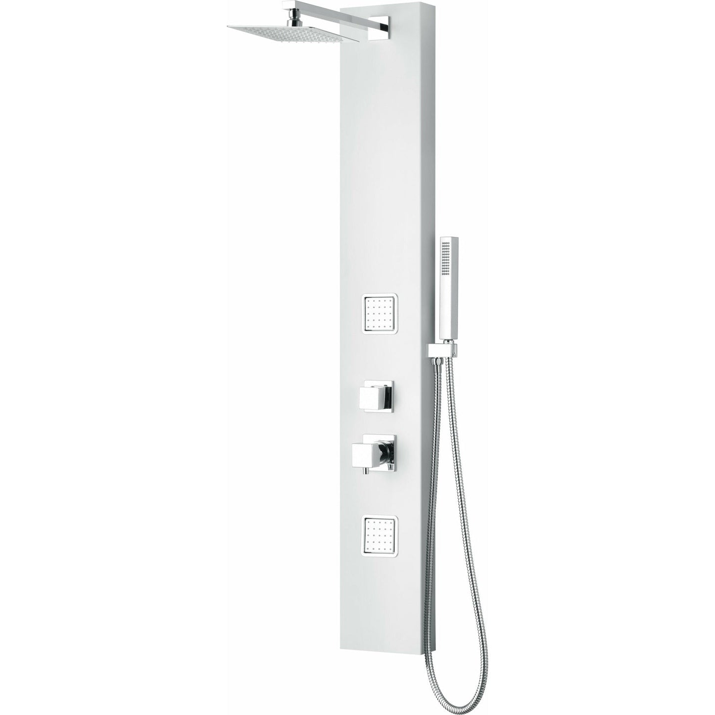 ALFI White Aluminum Shower Panel with 2 Body Sprays and Rain Shower Head - ABSP60W