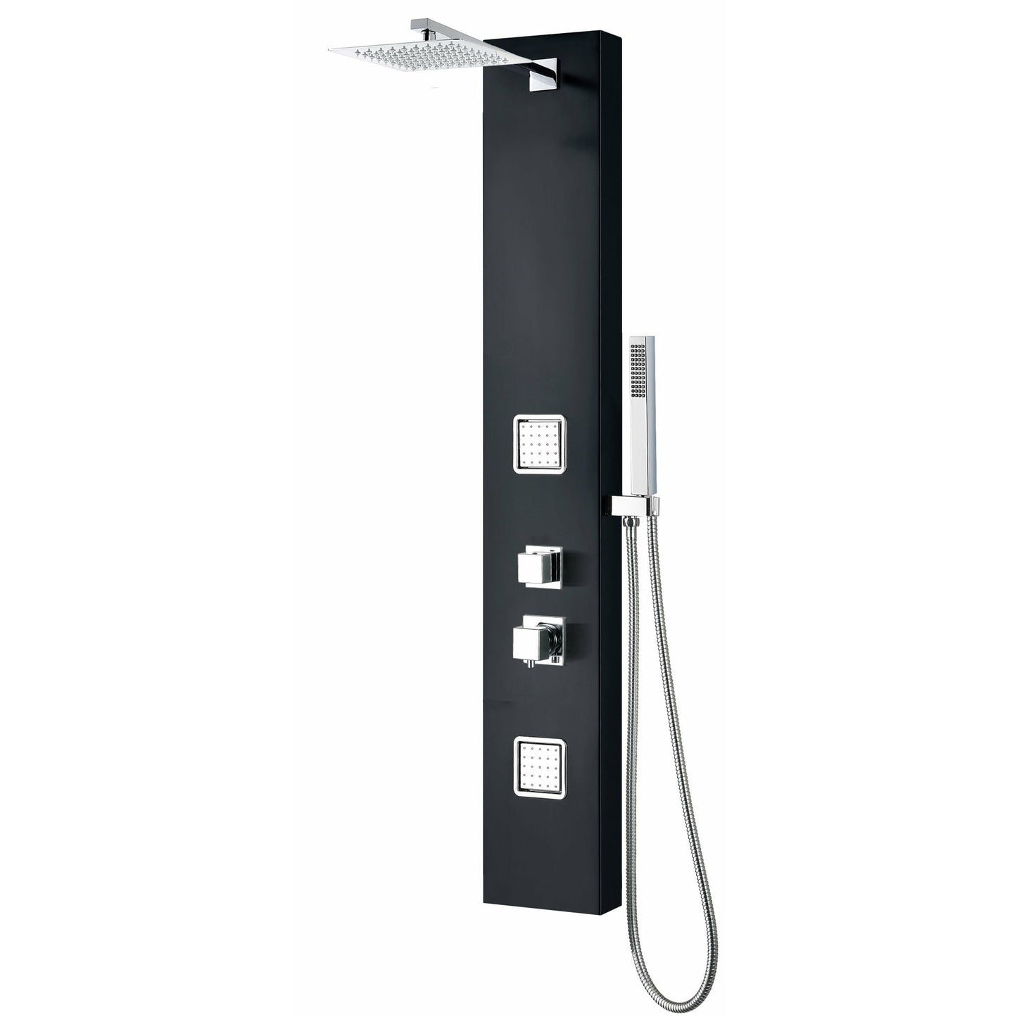 ALFI Black Aluminum Shower Panel with 2 Body Sprays and Rain Shower Head - ABSP65B