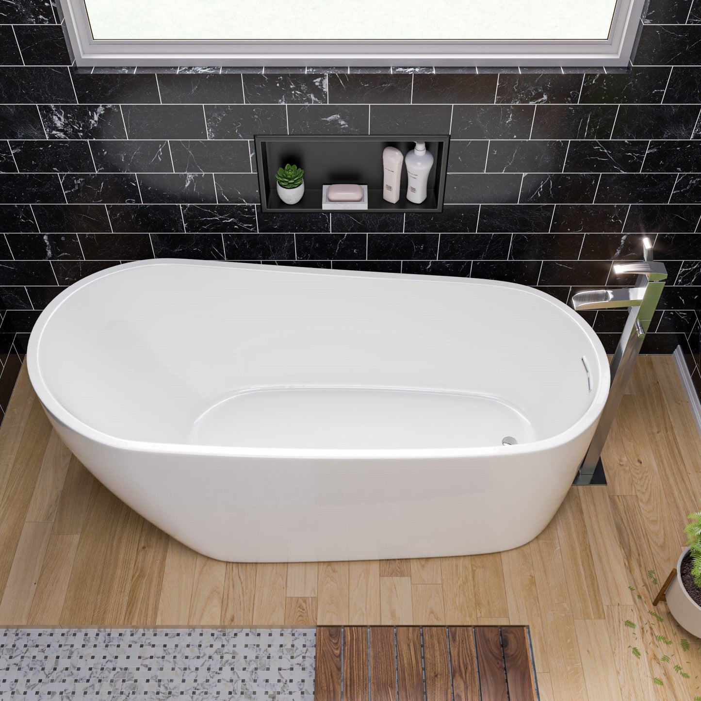 ALFI Single Hole Floor Mounted Waterfall Tub Filler - AB2843