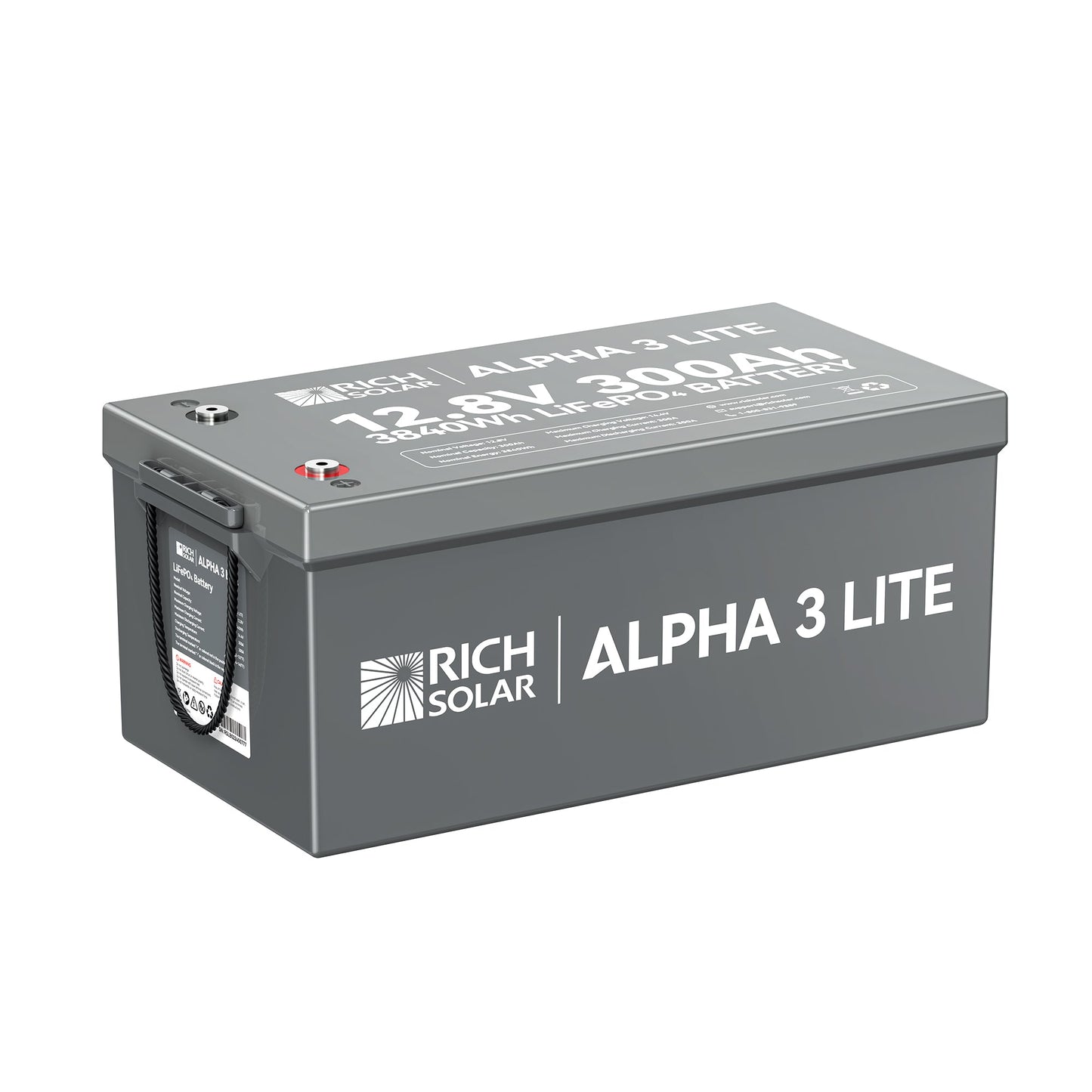 Rich Solar 3 LITE | 12V 300Ah LiFePO4 Battery | 12V Lithium Battery for RVs, Cabins, Off-Grid | 4,000 Lifetime Cycles - RS-B123