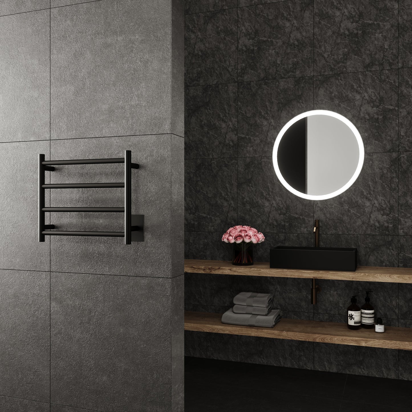 Artemis Wall Mounted Electric Towel Warmer in Black - ARTEBLK04