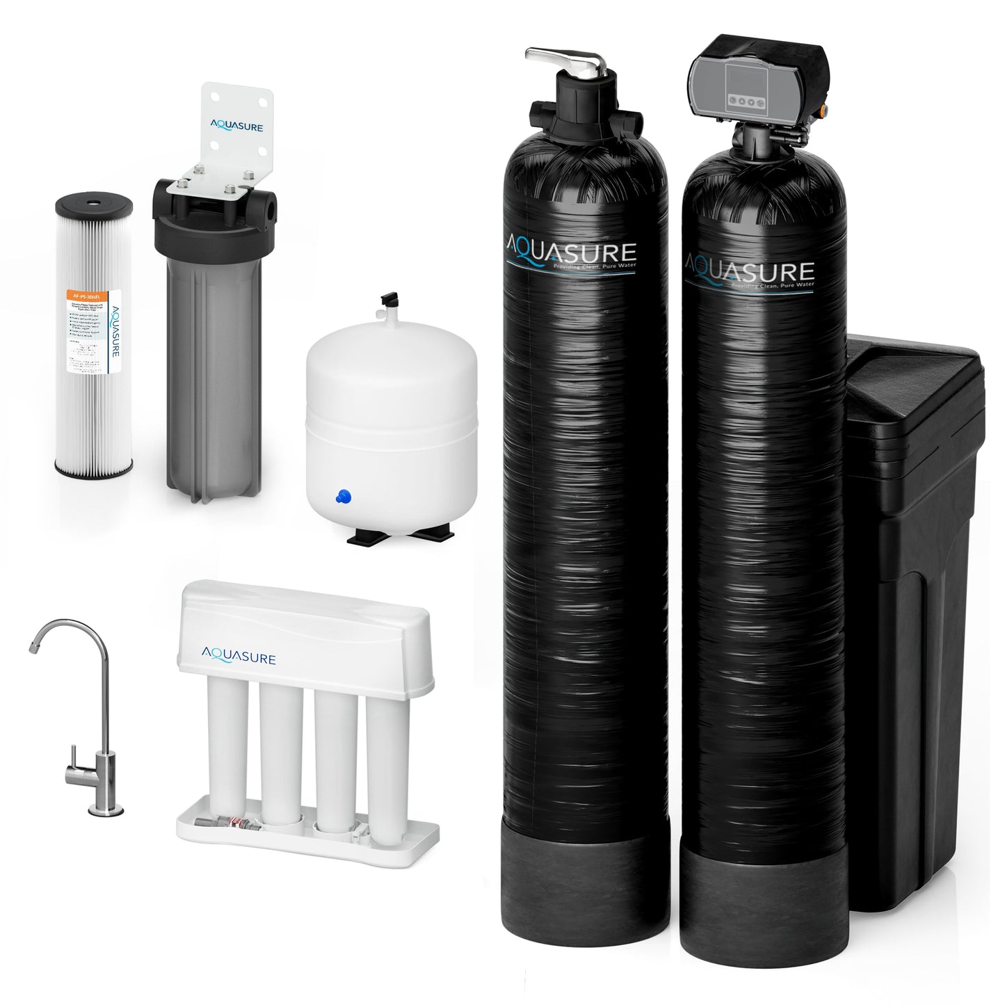 Aquasure Elite | 1,000,000 Gallons Whole House Water Filter Treatment Bundle with 48,000 Grains Softener, 75 GPD Reverse Osmosis System - AS-SE1000A