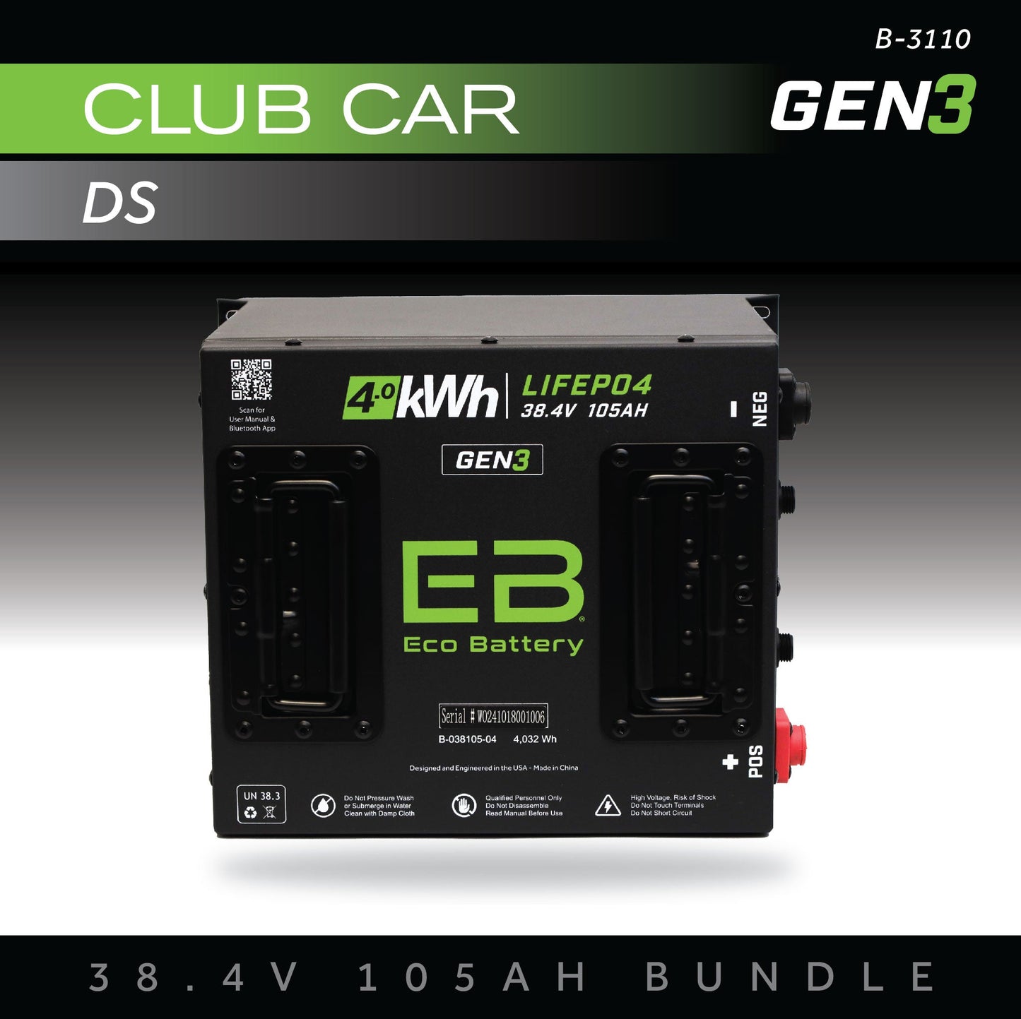 Eco Battery 38V 105AH Battery Bundle / Club Car DS - B-3110