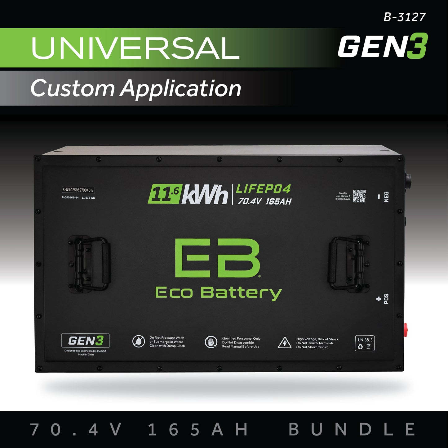 Eco Battery 70V 165AH Battery Bundle / Universal - DIY - B-3127